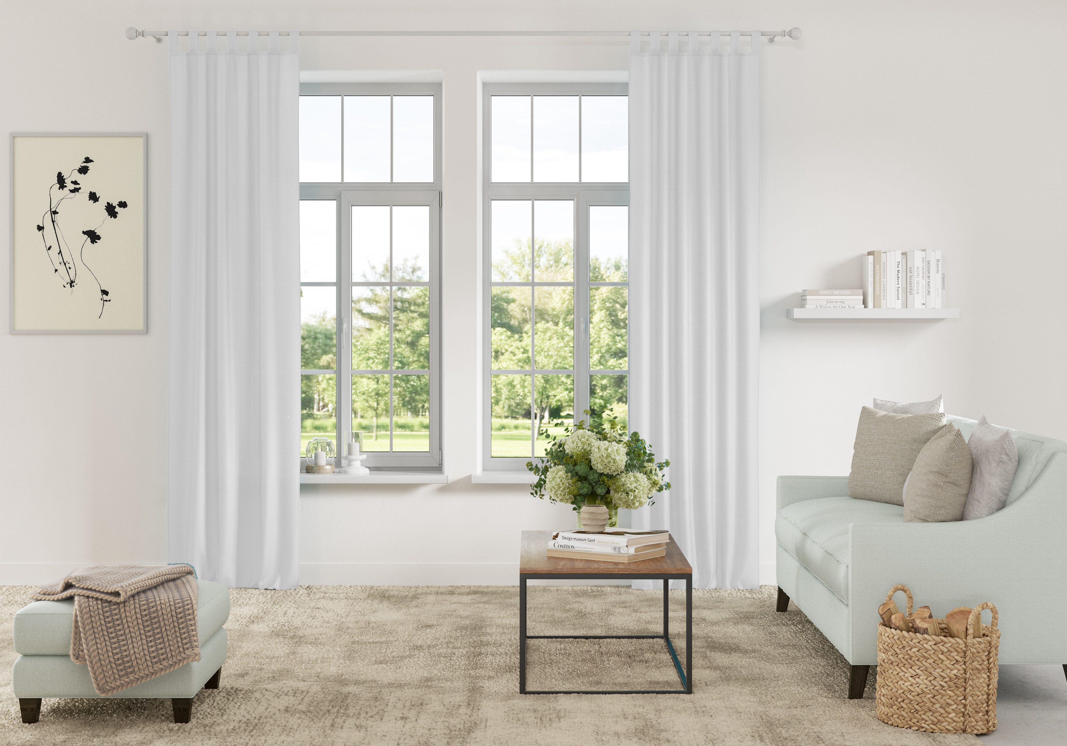 Home affaire Gordijn Parry set van 2, ondoorzichtig, monochroom, basic (2 stuks)
