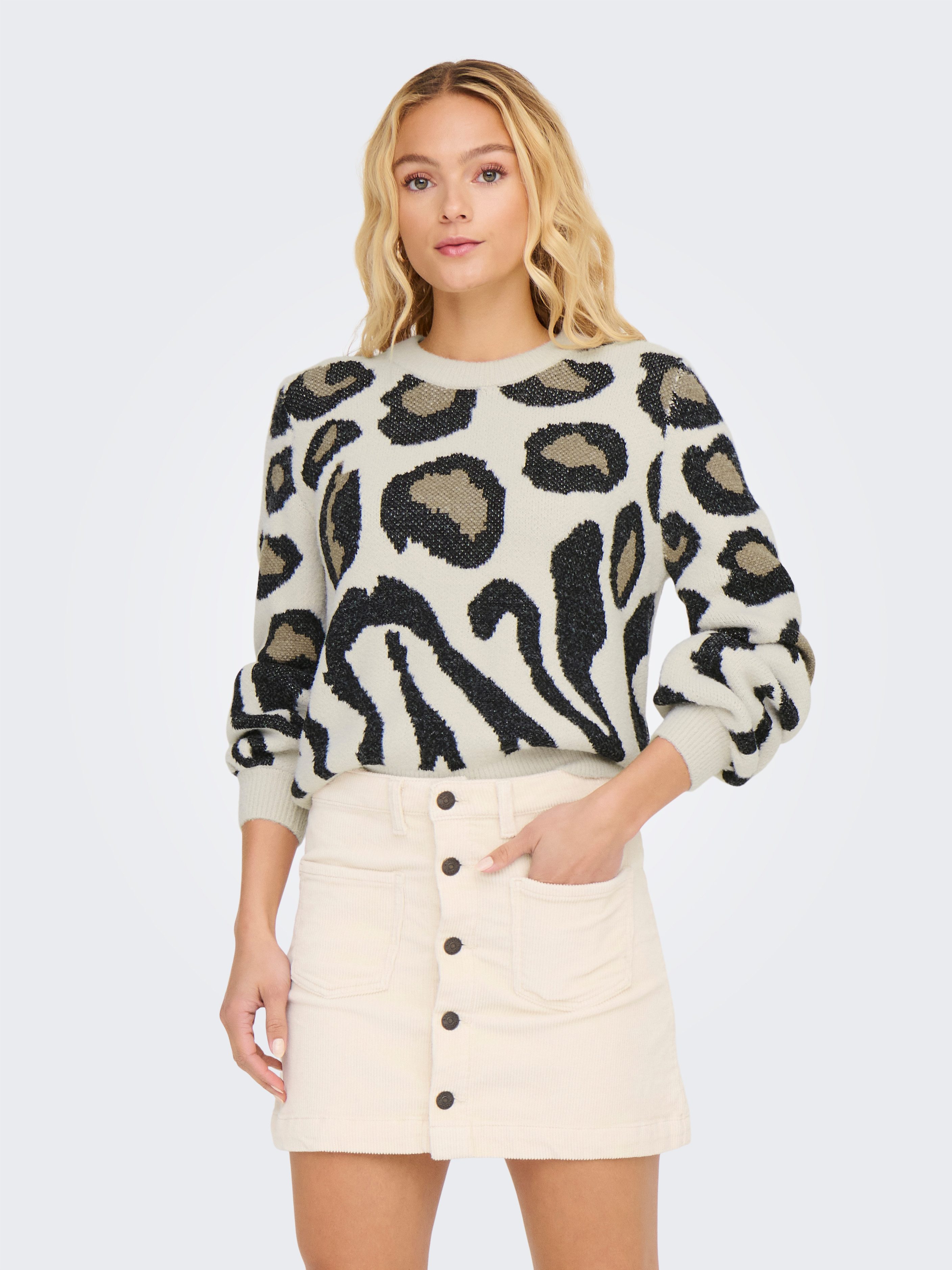 JDY Gebreide trui LORRAINE ANIMAL L S PULLOVER KNT NOOS