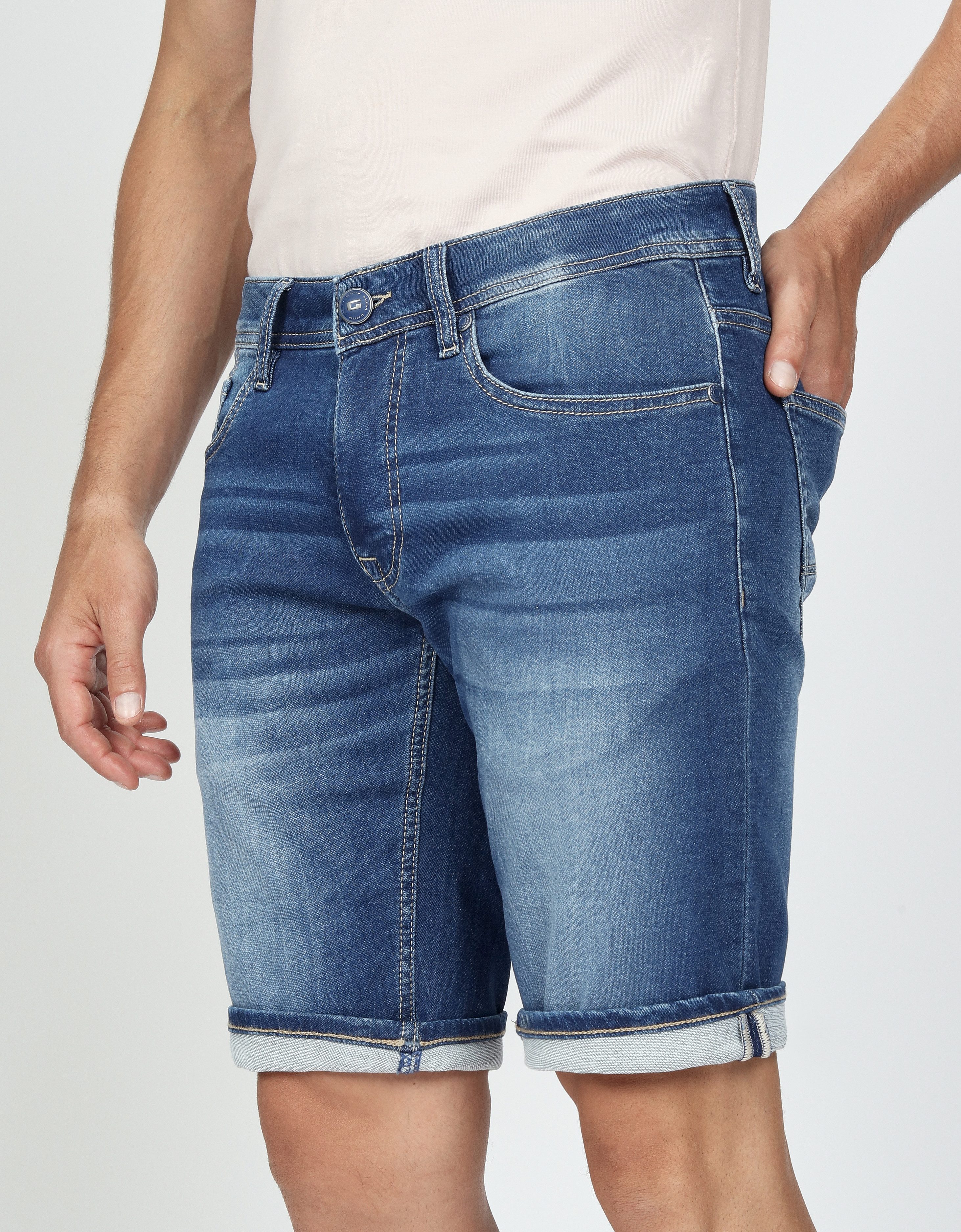 GANG Jeansshort 94NICO met omslagzoom