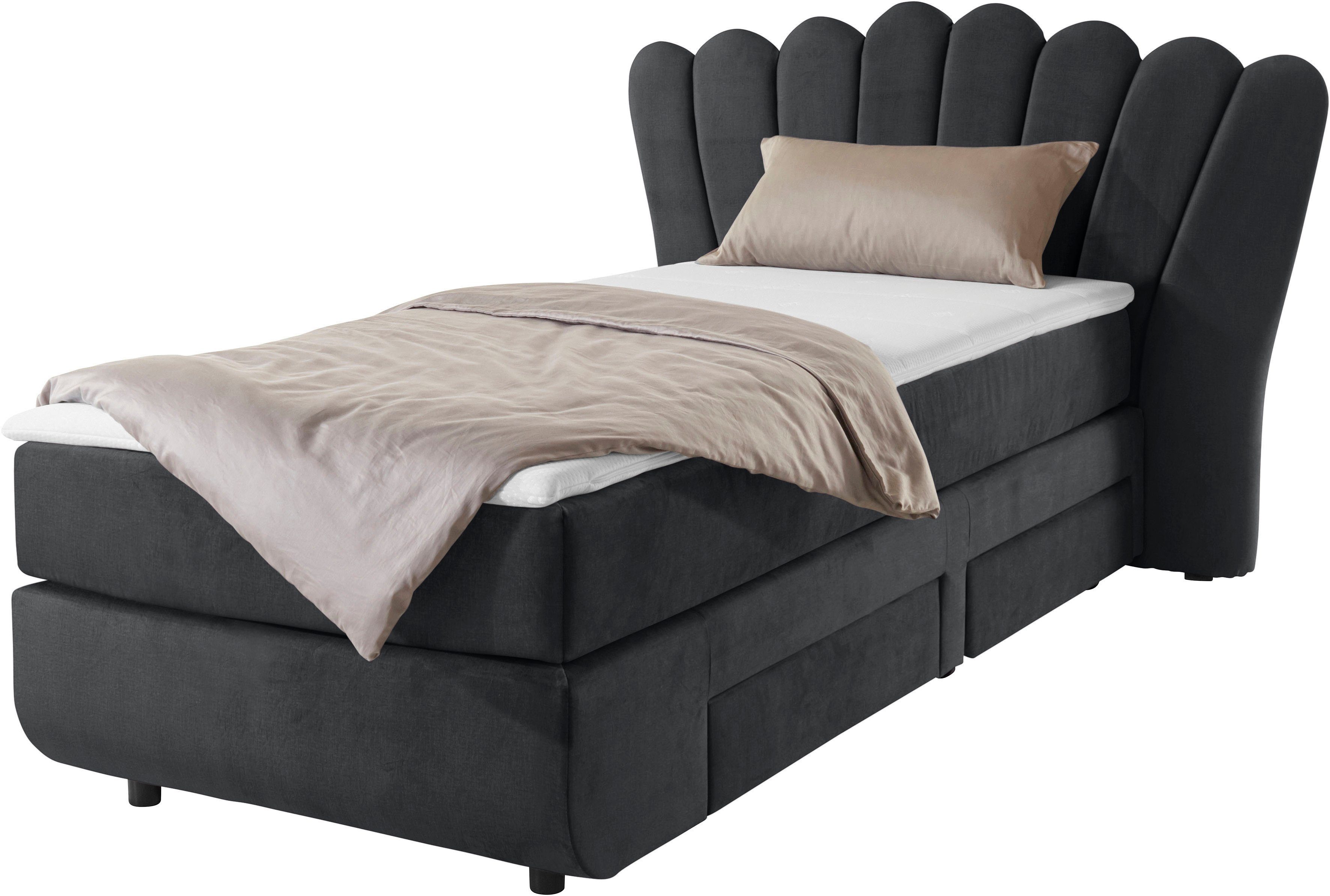 Leonique Boxspring Fleurir Breedte 90 cm- met praktische laden! Topmatras inclusief! In 3 verschillende ligbreedtes: 90, 140 en 180 cm.