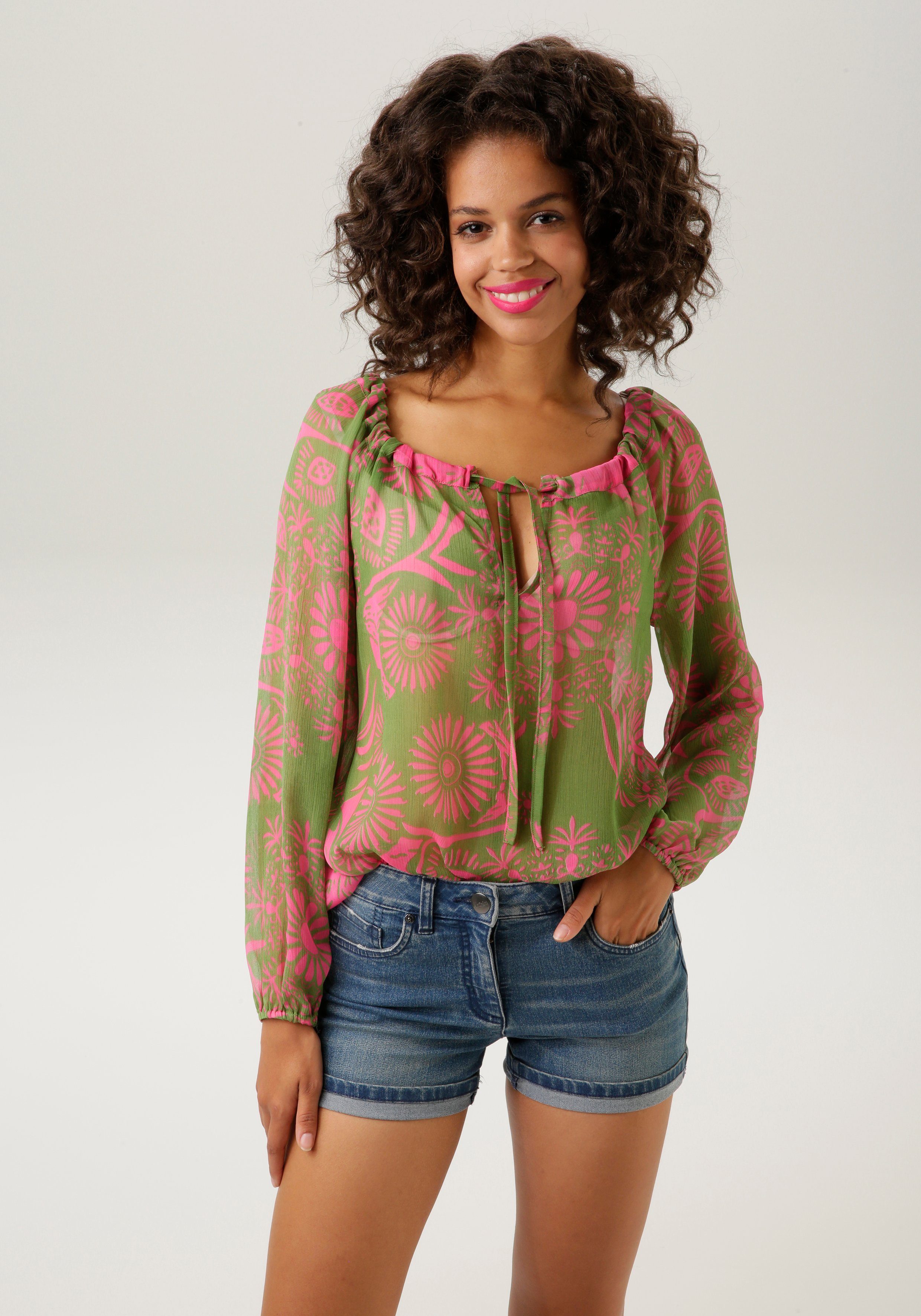aniston casual blouse zonder sluiting met fantasierijke bloemenprint - nieuwe collectie multicolor