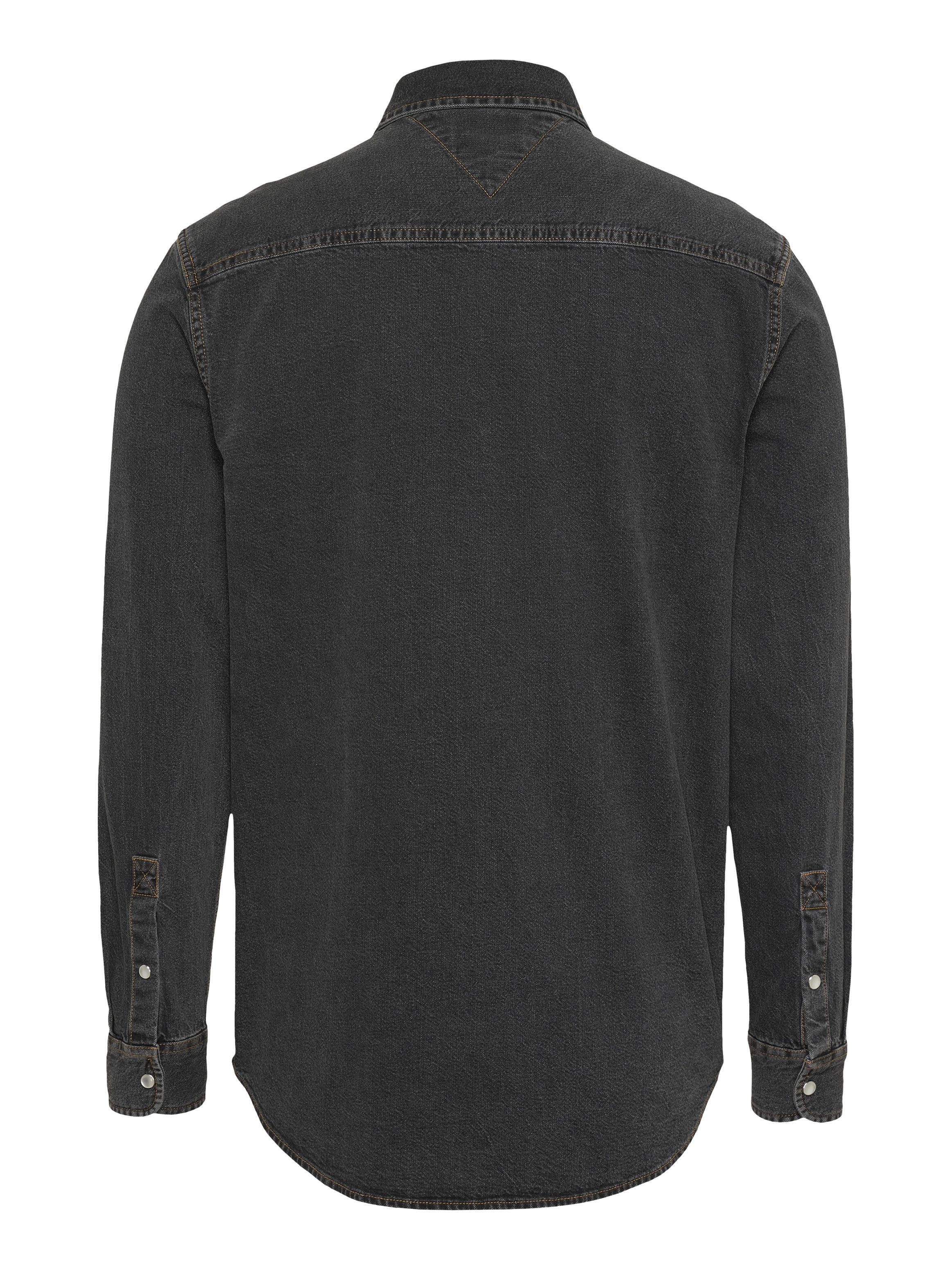 TOMMY Jeans overhemd RGLR FIT SHIRT WASHED BLACK
