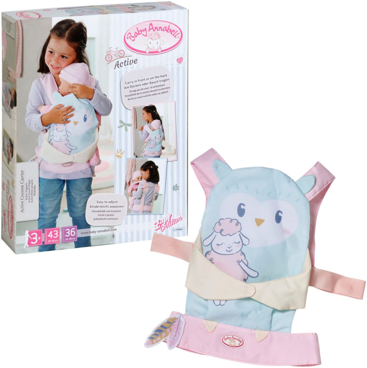 Baby Annabell Draagtas voor poppen Active draagzak