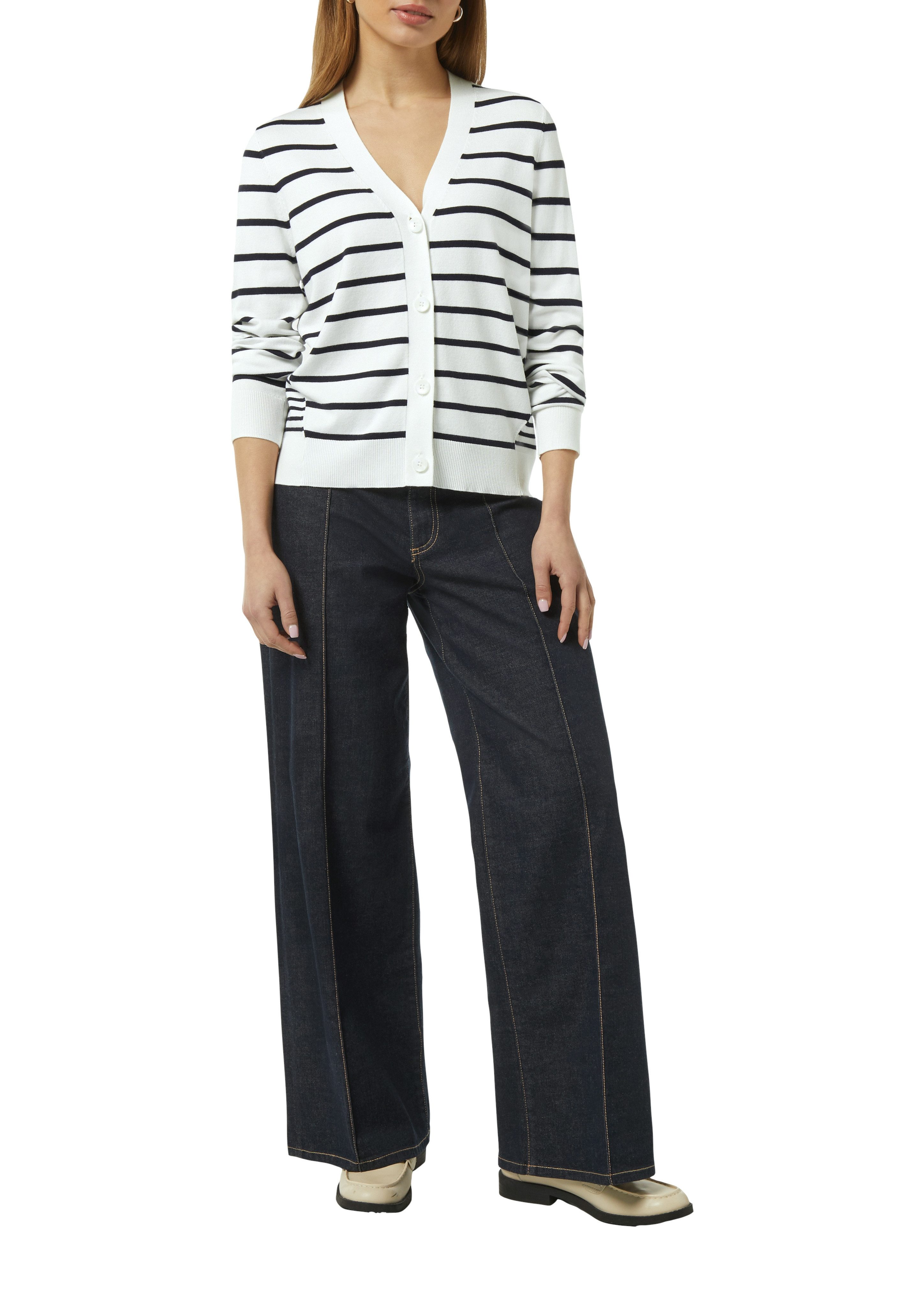 Comma Vest met v-hals en gestreepte look