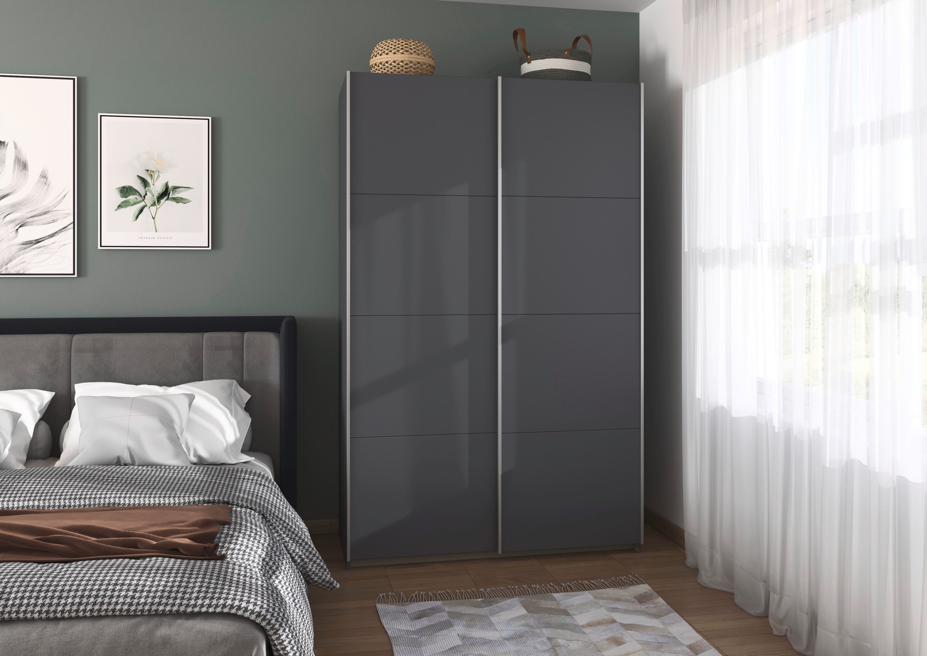rauch Schuifdeurkast Kledingkast Kast Garderobe Slaapkamerkast OXFORD met handgrepen van metaal, ook voor kleinere ruimtes made in germany