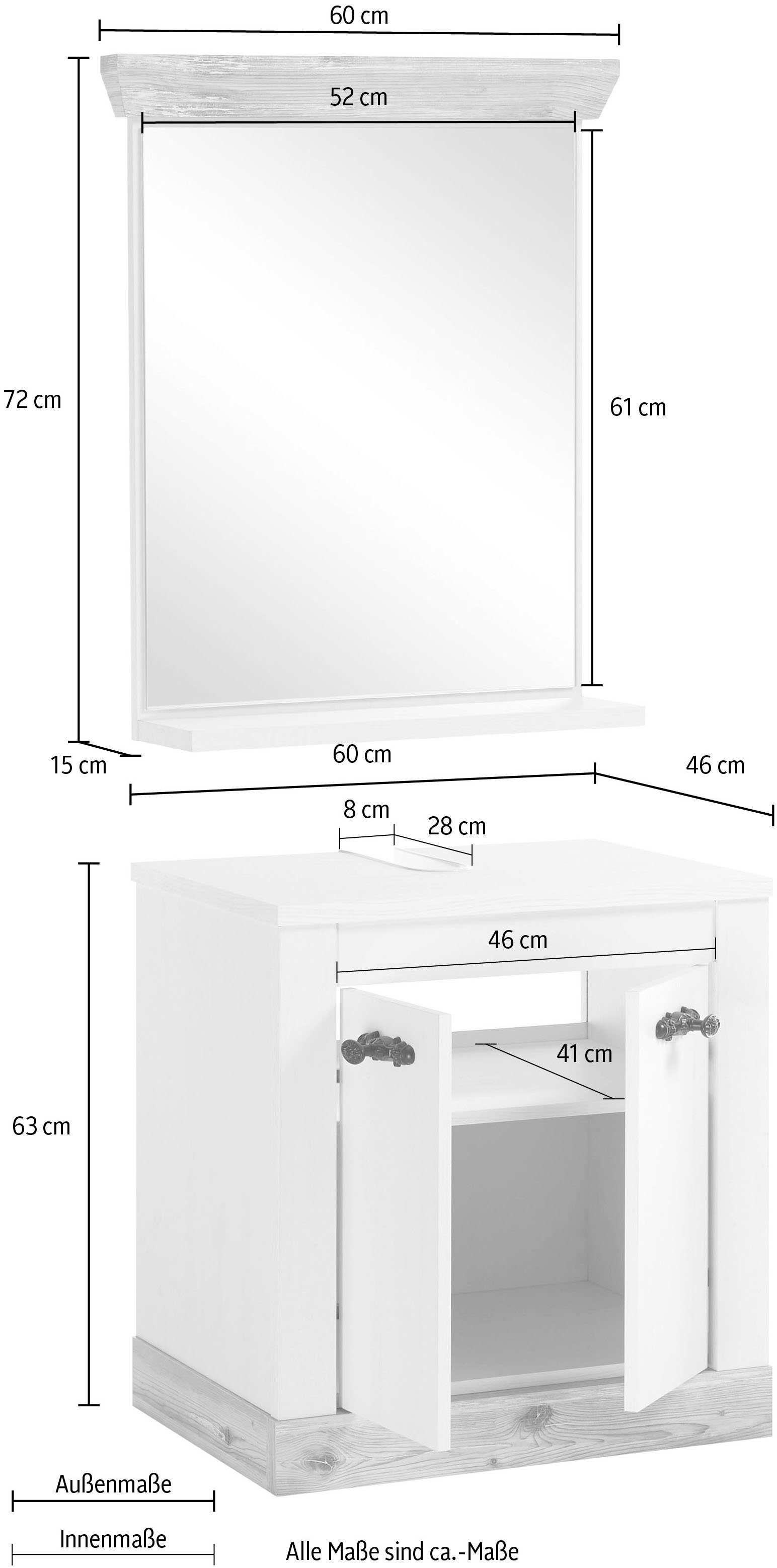 Home affaire Badkamerserie Florenz, badkamer in landhuisstijl, 2-delig badkamer (2-delig)