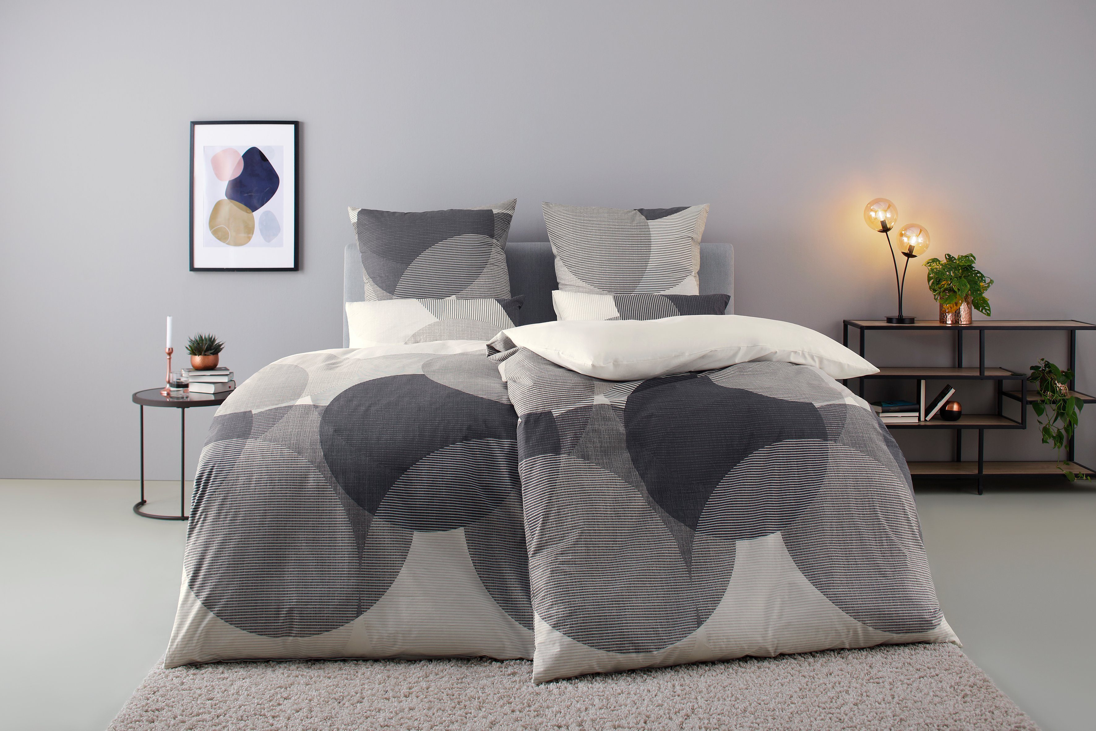 BIERBAUM Overtrekset Carla in mt. 135x200 of 155x220 cm Dekbedovertrek van katoen, geometrische...
