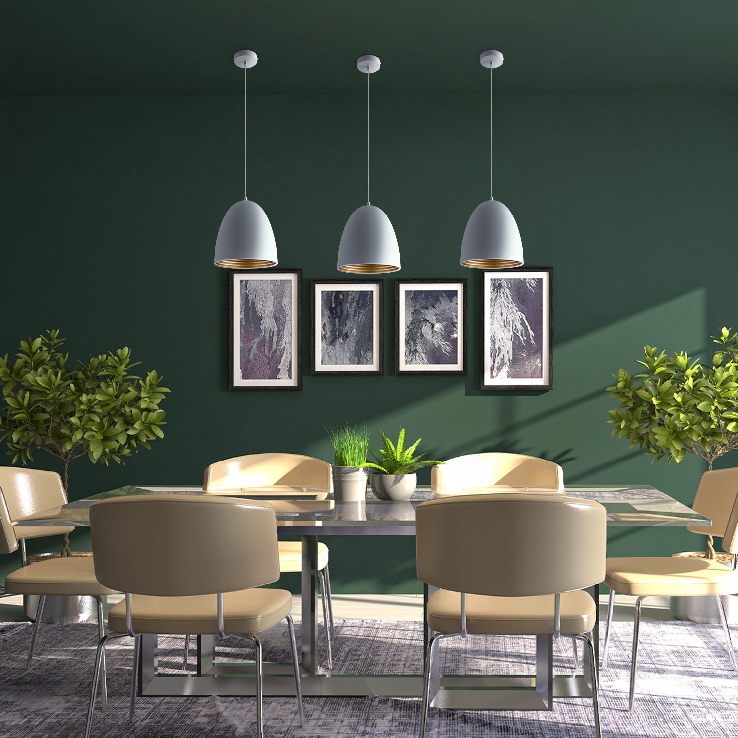 Paco Home Hanglamp JACK Keukenlamp hanglamp eetkamer Eettafellamp binnenin in goudkleur wit