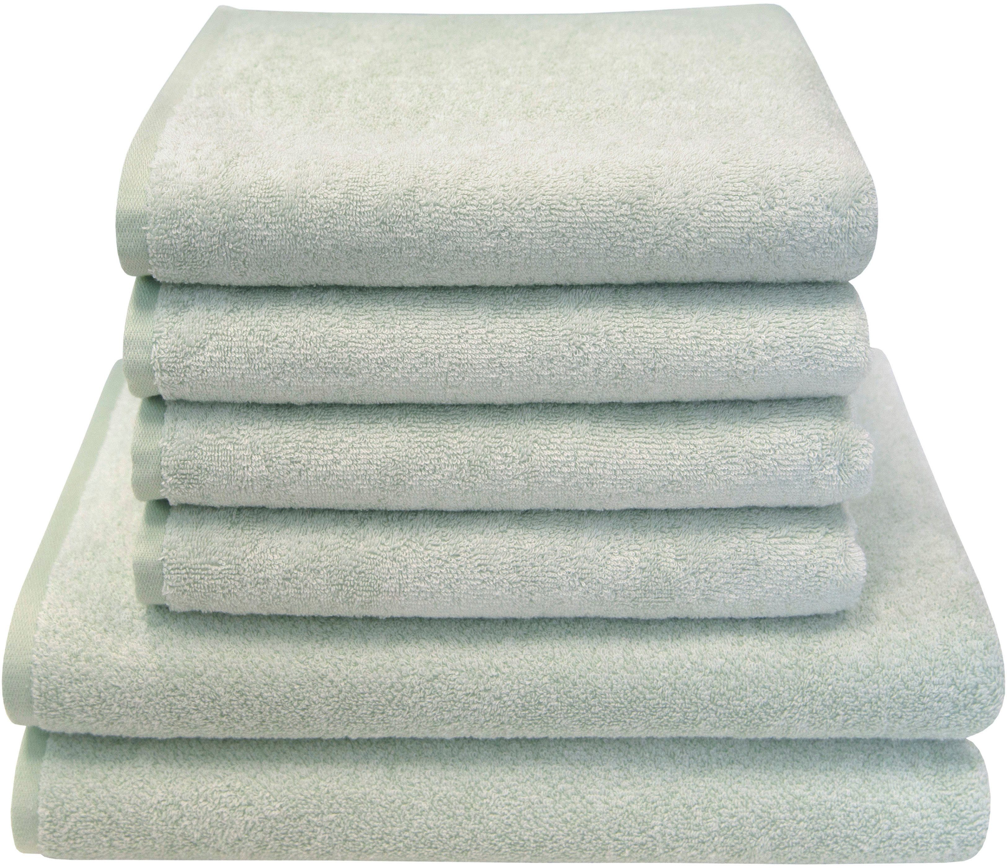 Dyckhoff Handdoekenset Motion Made in Germany, 4 handdoeken (50x100cm), 2 douchehanddoeken (70x140cm) (set, 6-delig) handdoeken maat - groen