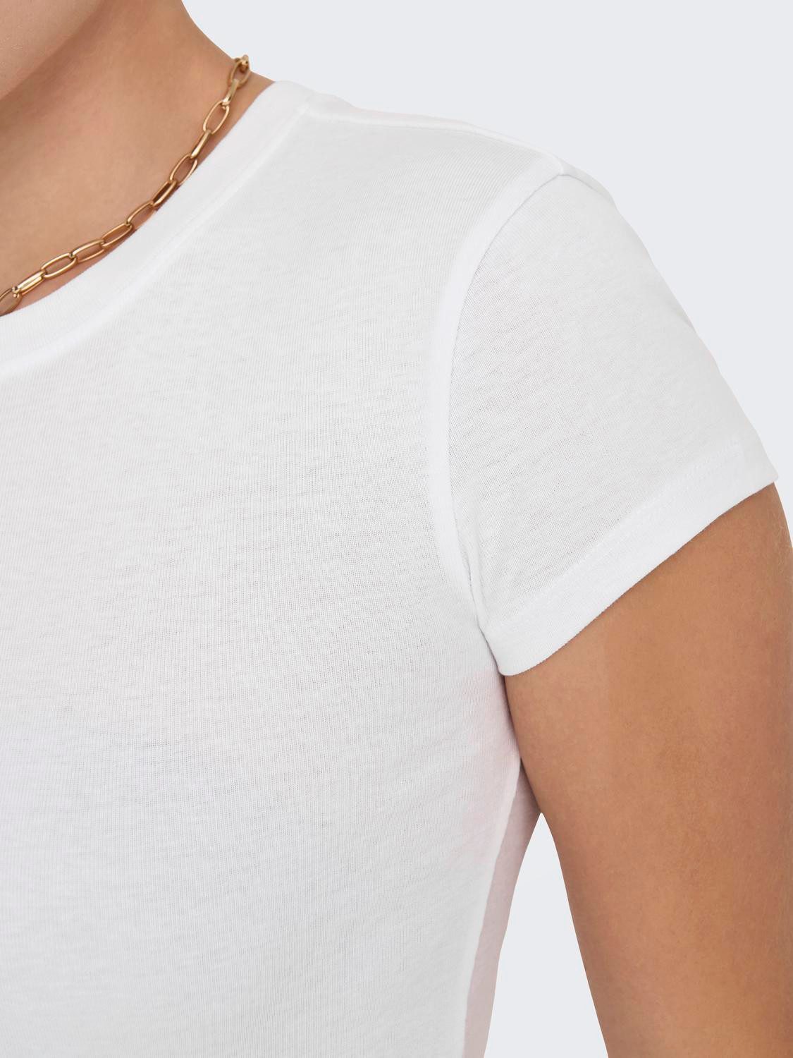 Only Shirt met korte mouwen ONLELINA S S O-NECK SHORT TOP JRS NOOS
