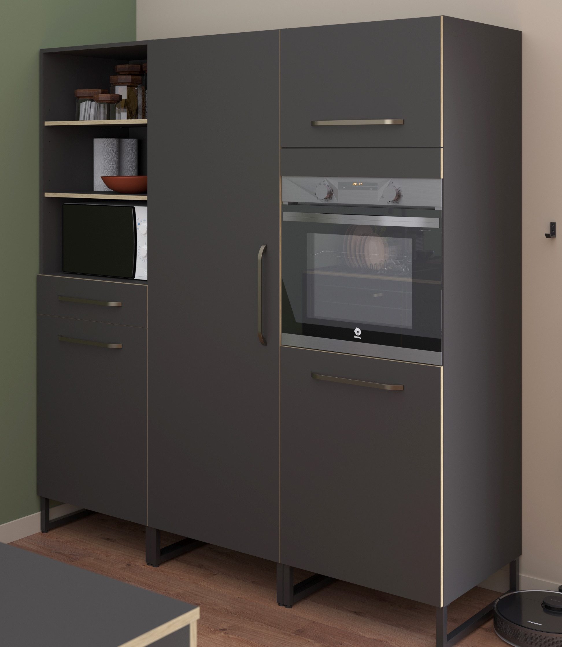 Parisot Kastenset Wave 1, Keuken kast, buffetset, keuken Deuren met softclose functie, werkblad van eiken - gefineerd (set, 9 stuks)
