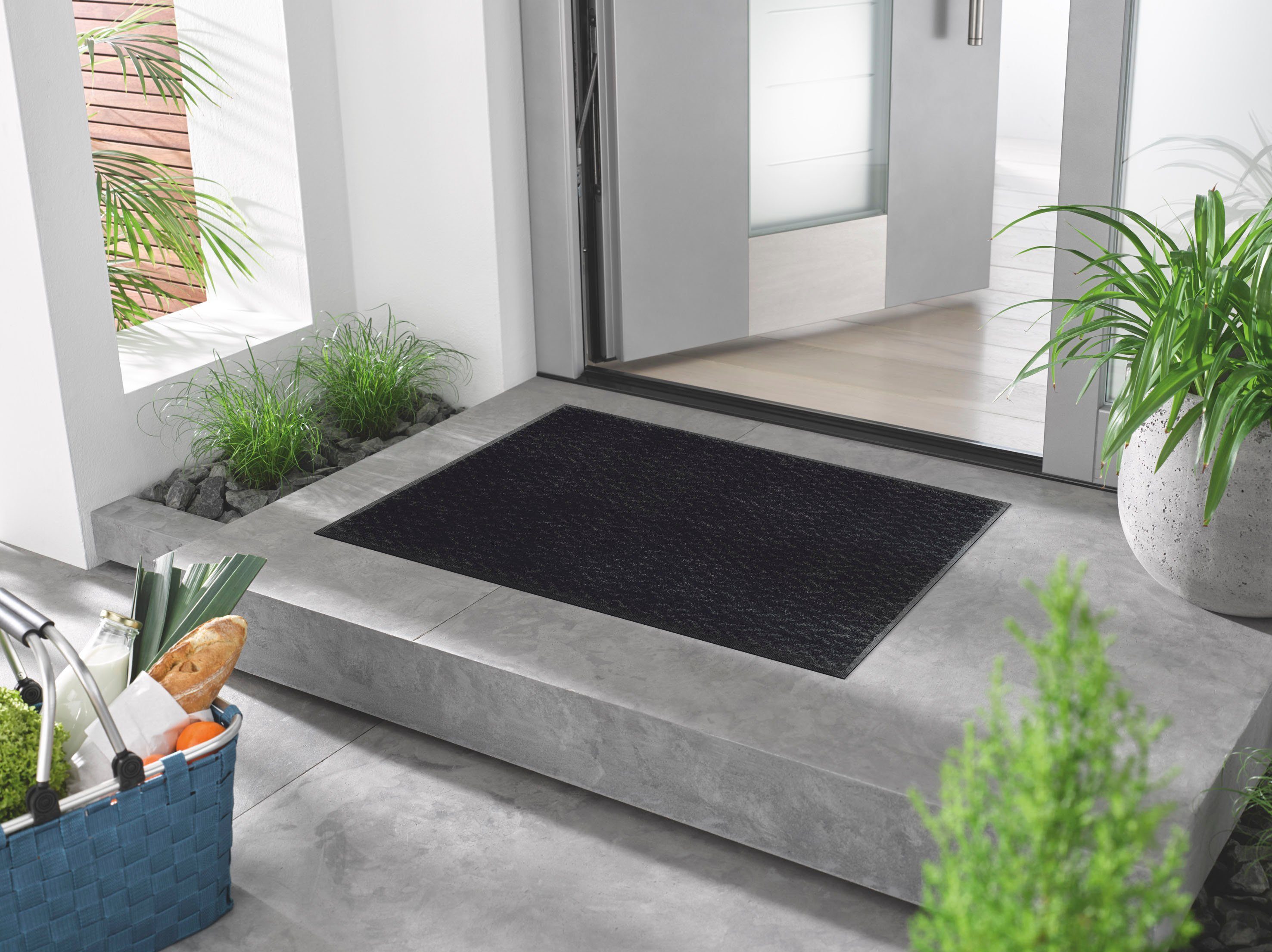wash+dry by Kleen-Tex Vloerkleed Duo Charcoal antislip, geschikt voor binnen en buiten, wasbaar