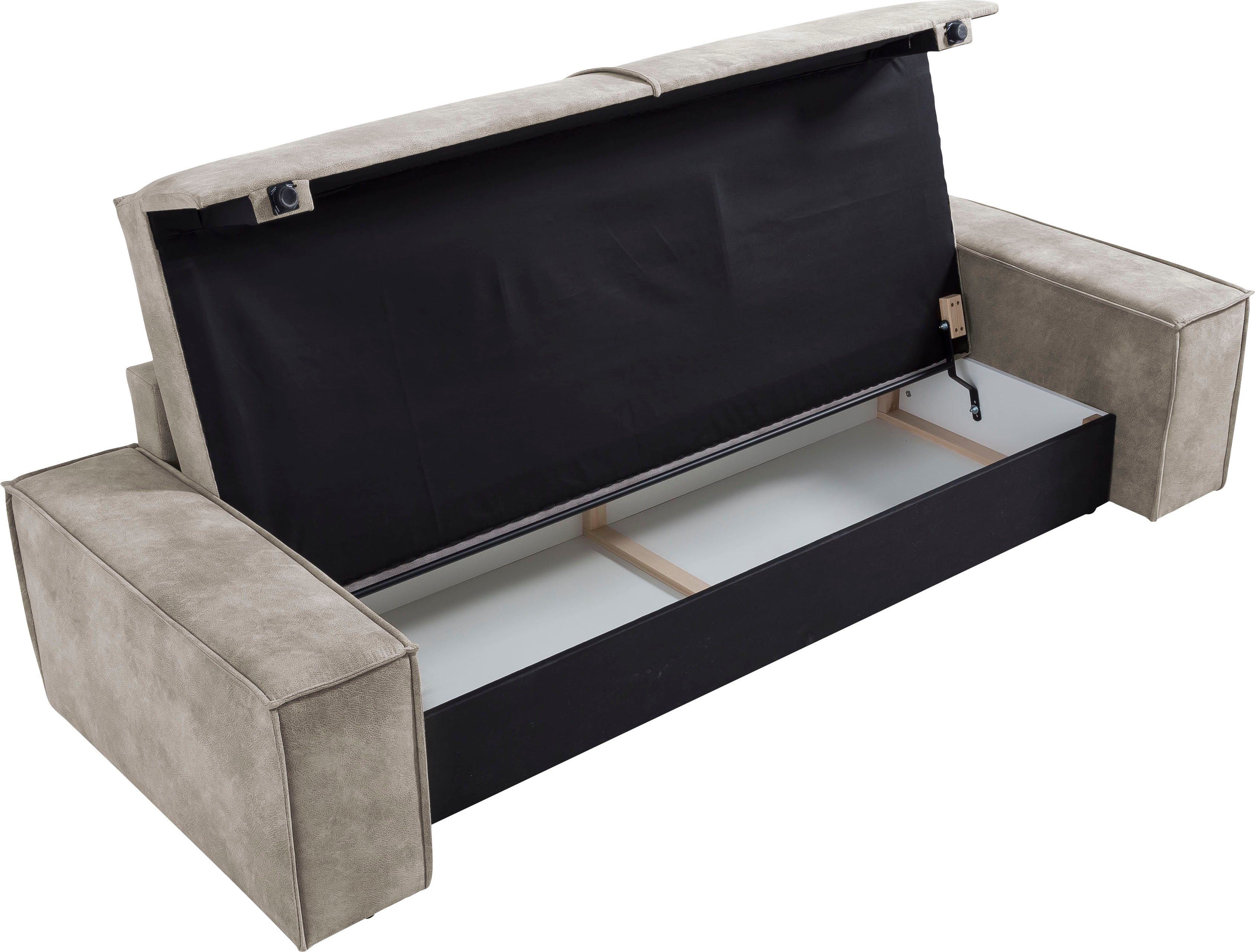 Home affaire 3-zitsbank SHERWOOD slaapbank (257 cm) ribfluweel, velours, vintage lederlook
