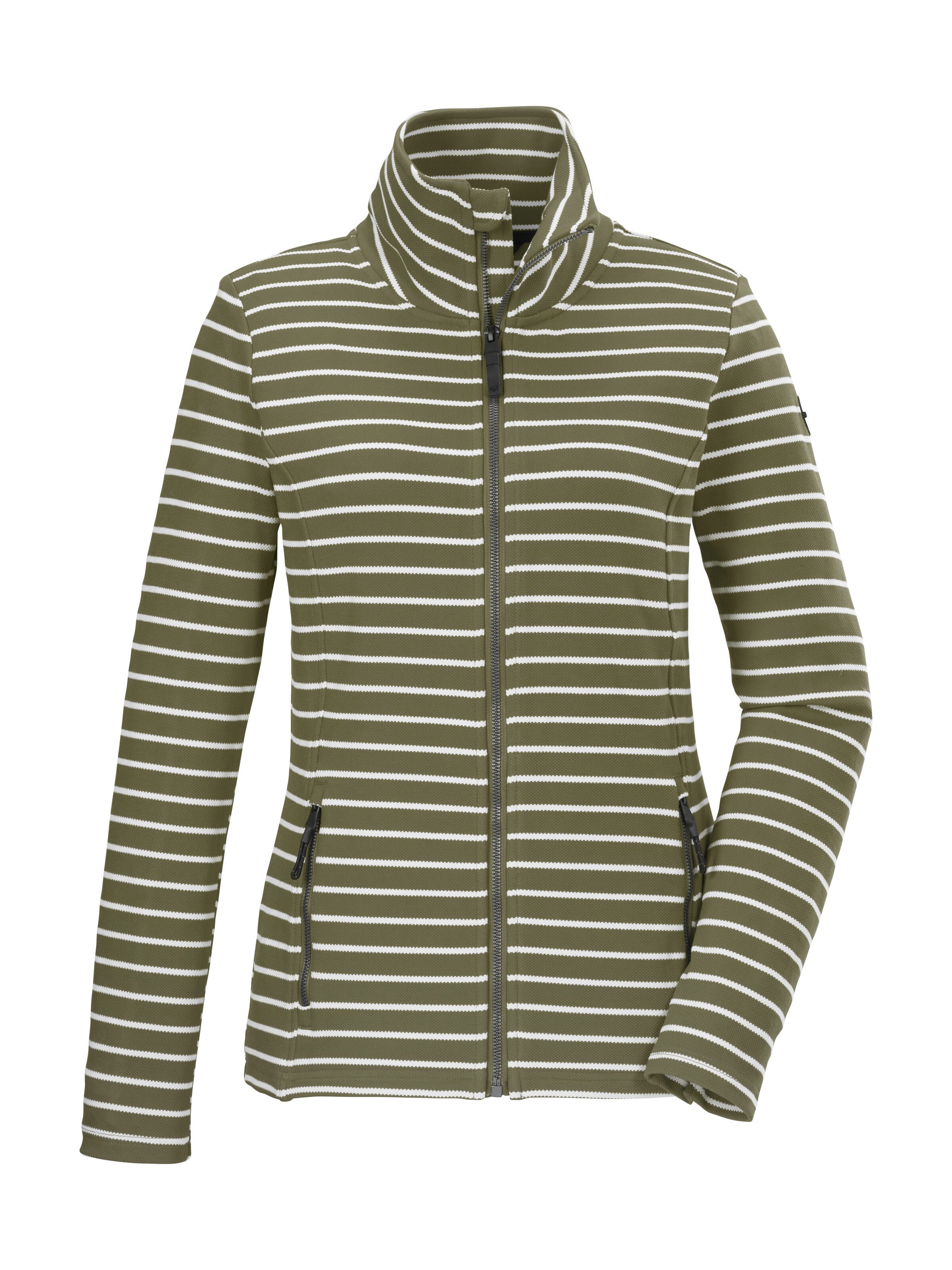 G.I.G.A. DX by killtec Vest GS 60 WMN FLX JCKT Gestreepte damesjas, opstaande kraag, ritszakken, kinbescherming dames mouwloze vesten maat 48 groen
