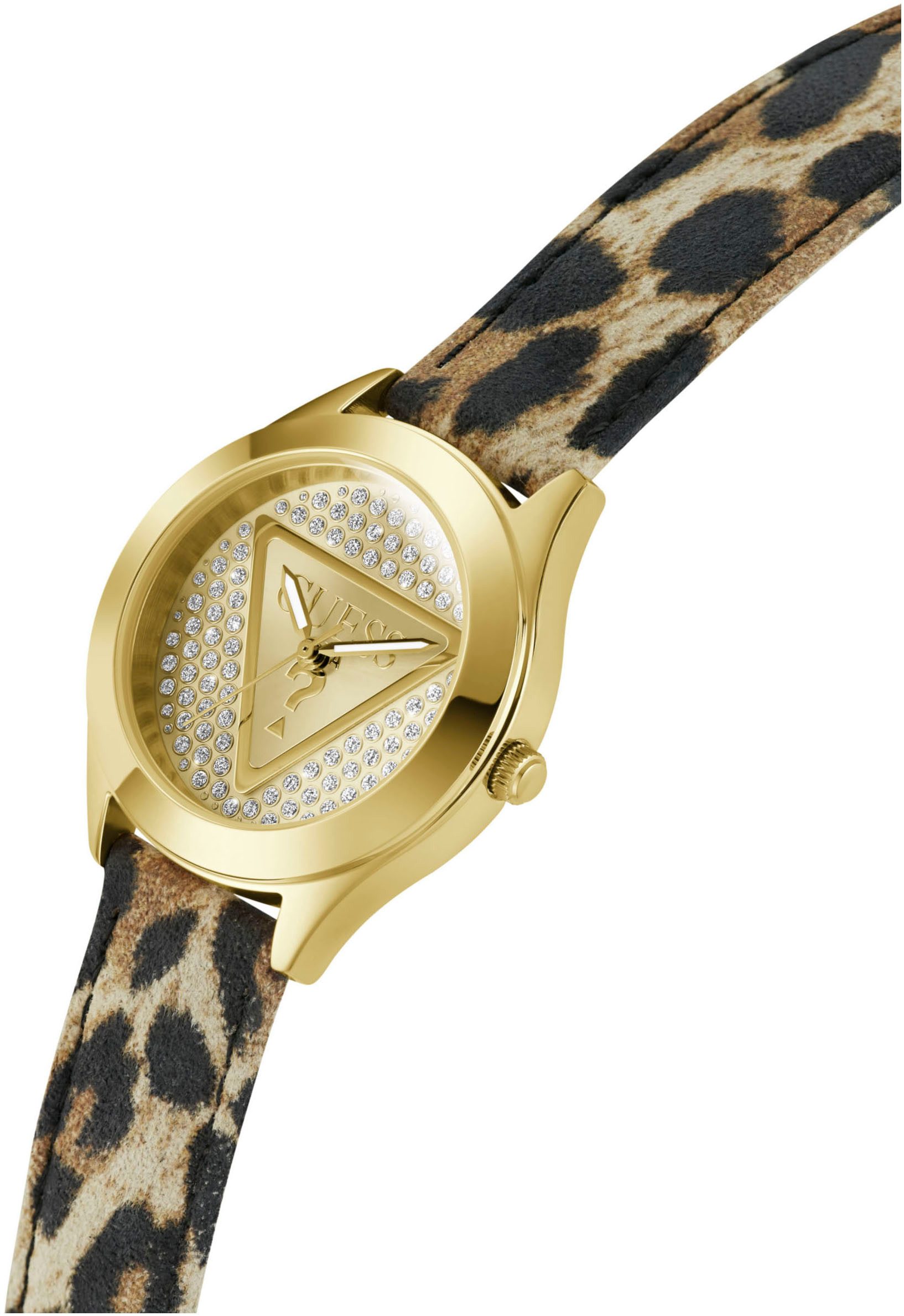 Guess Kwartshorloge GLITZ PLAQUE Horloge, dameshorloge, stalen band, mineraalglas, analoog