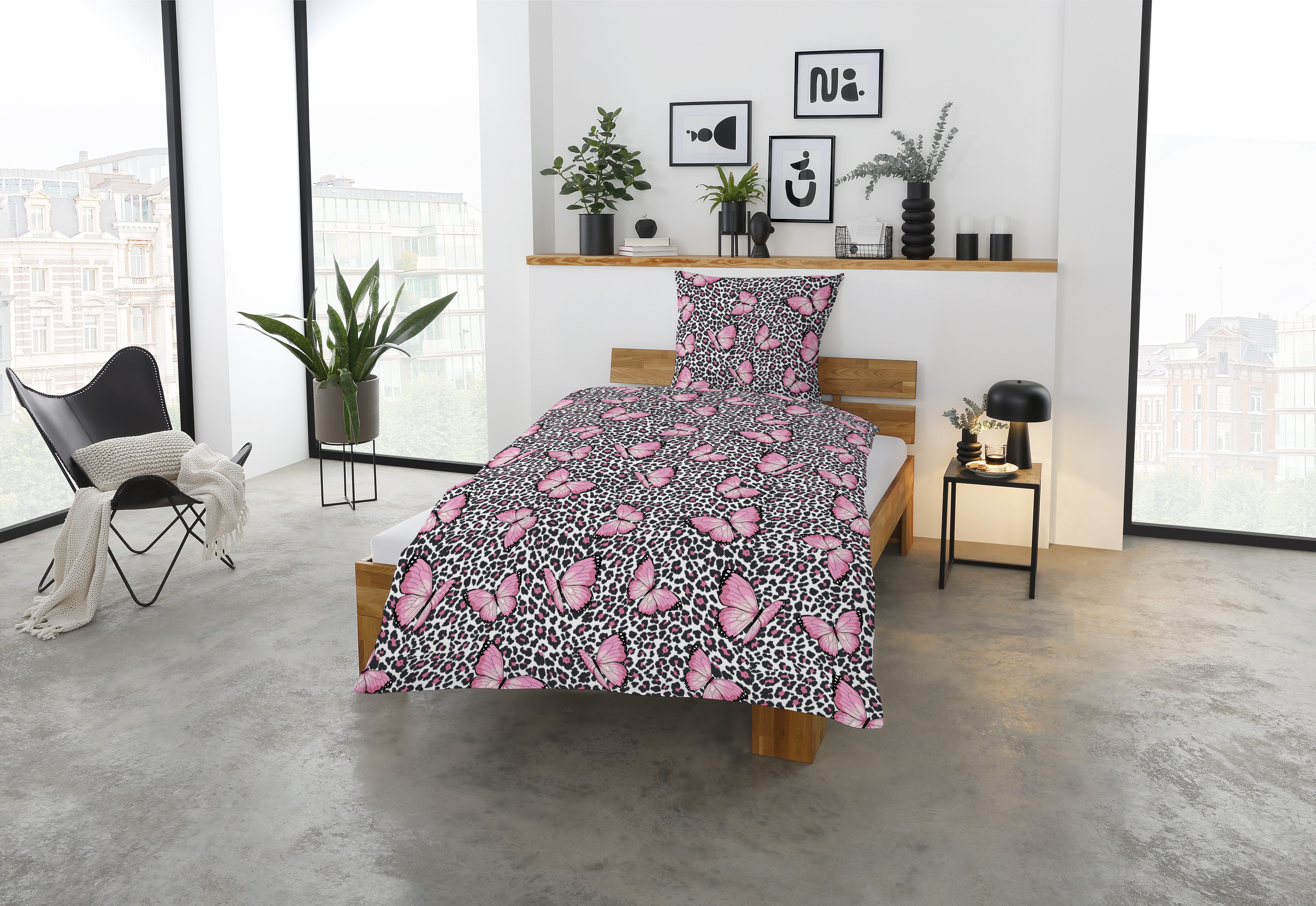 CASATEX Beddengoed Menga Vlinders met luipaardprint (2-delig)