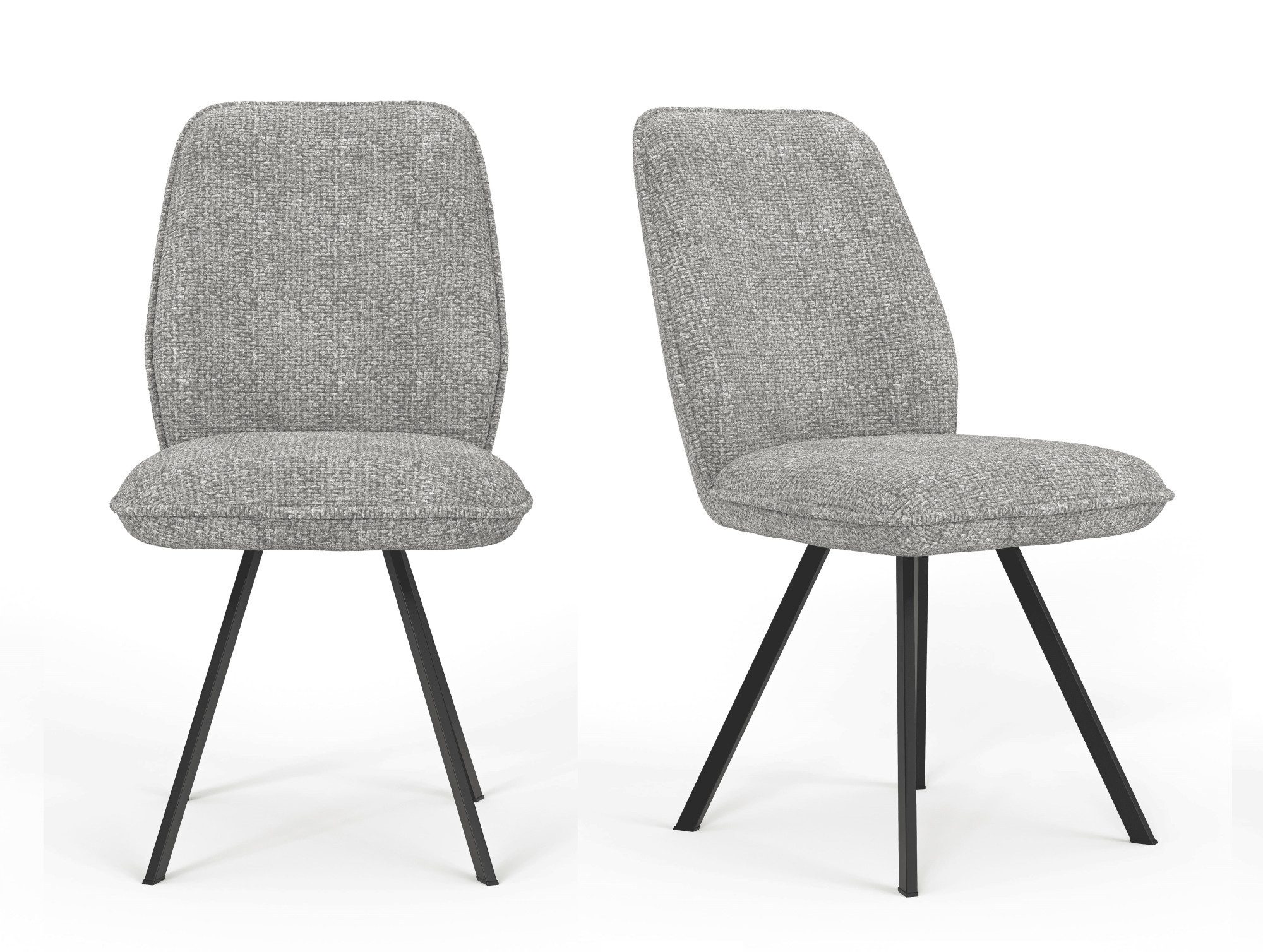 Home affaire Eetkamerstoel Mily eetstoel, woonstoel, gestoffeerde stoel, 4-pootstoel (set, 2 stuks) 4 poot stoelen grijs