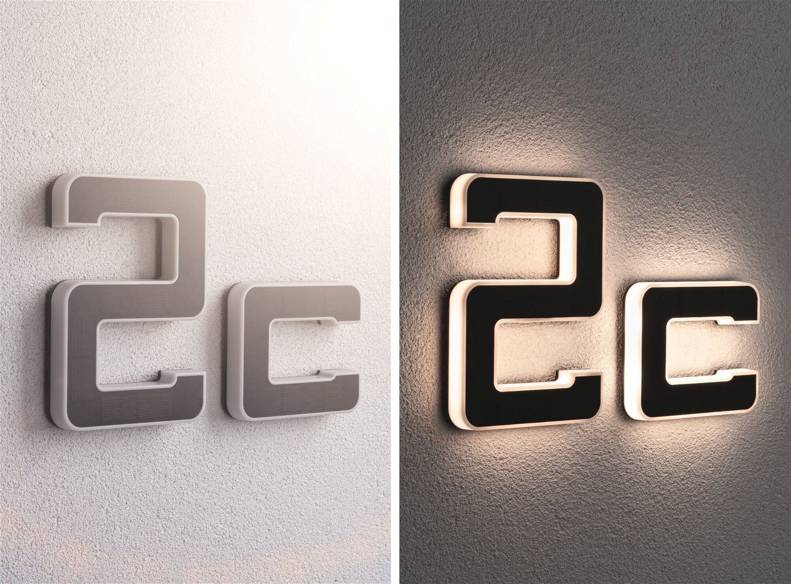 Paulmann Led-wandlamp voor buiten Solar Huisnummer LED-module, huisnummers, letters kiesbaar, accu verwisselbaar (1 stuk)
