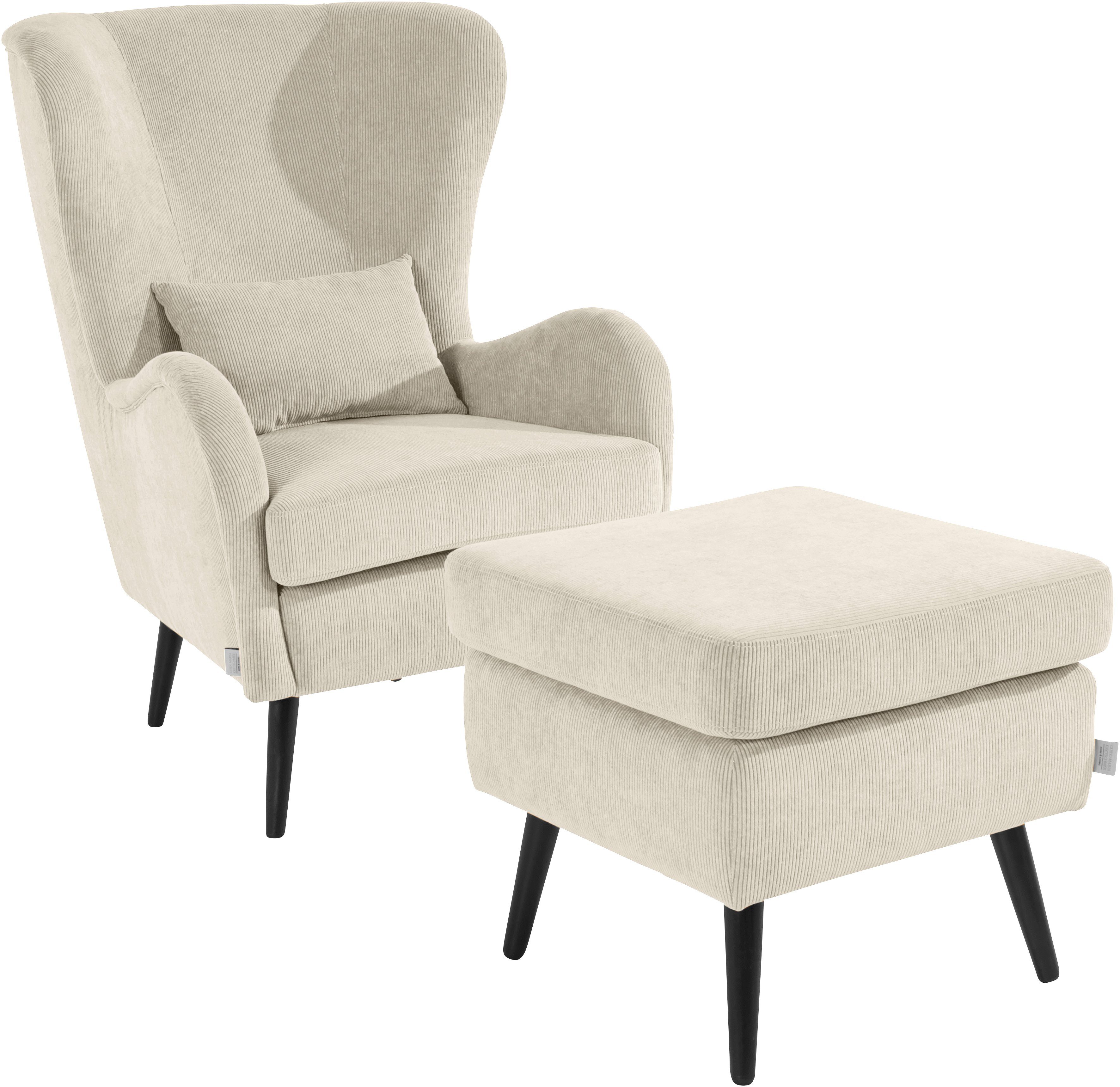 Guido Maria Kretschmer Home&Living Fauteuil Sallito, TV-stoel, oorfauteuil met Hocker, in veel stofkwaliteiten, ook in fluweelcord