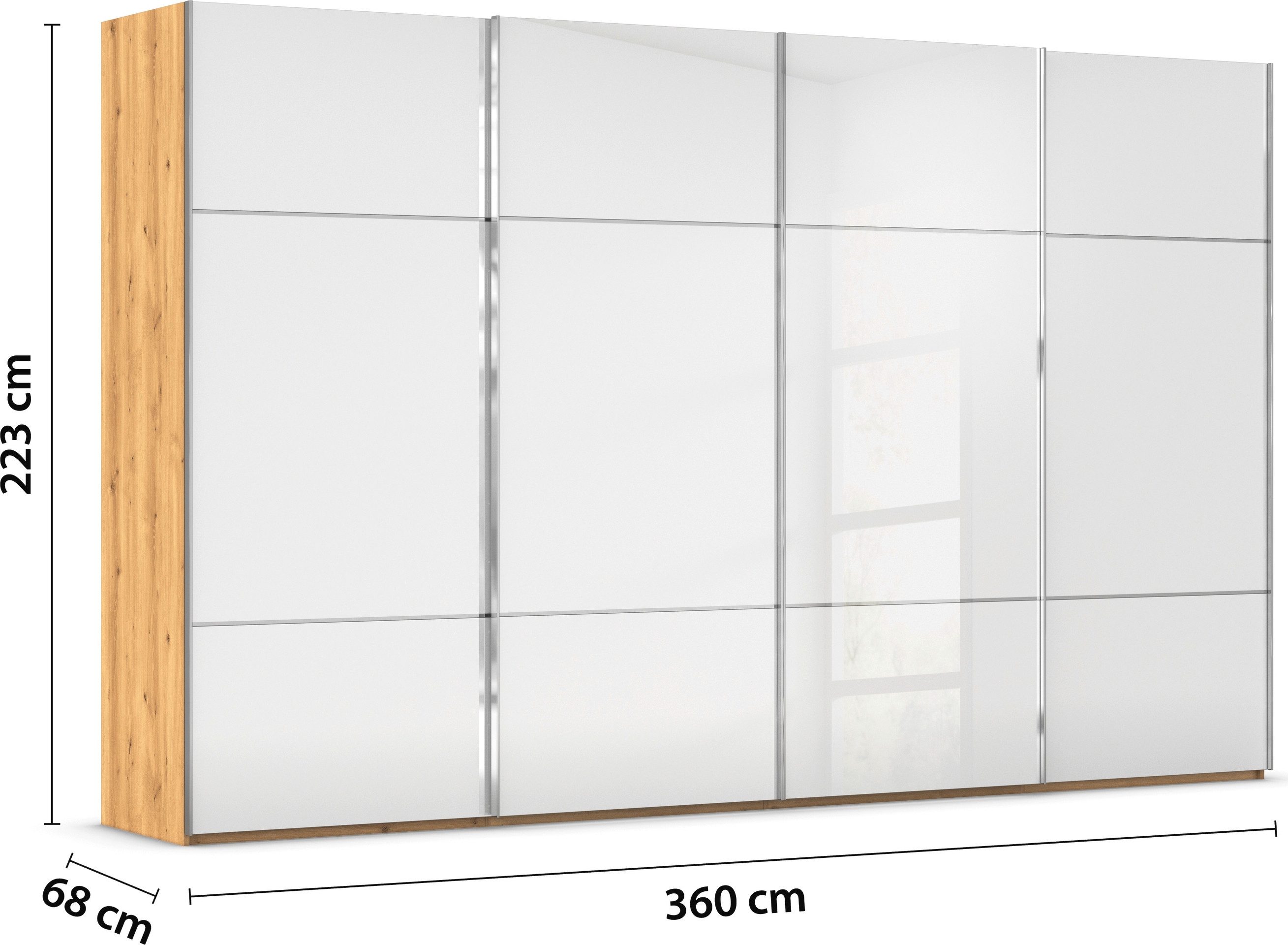 rauch Schuifdeurkast Kledingkast kast garderobe slaapkamerkast SCALE-TRIO edel drievoudig front met 2 sierlijsten glasfront made in germany