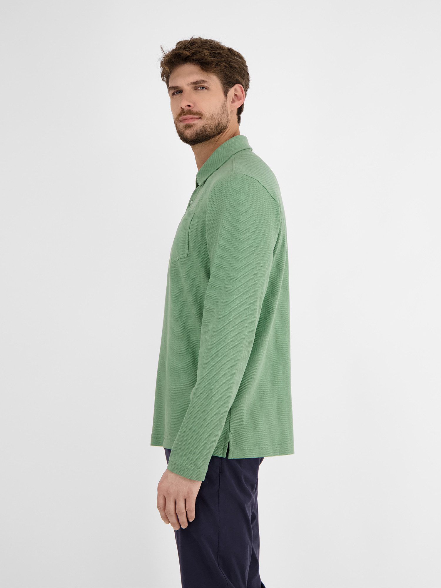 Lerros Shirt met lange mouwen LERROS heren langarmpolo in wafel-piqué