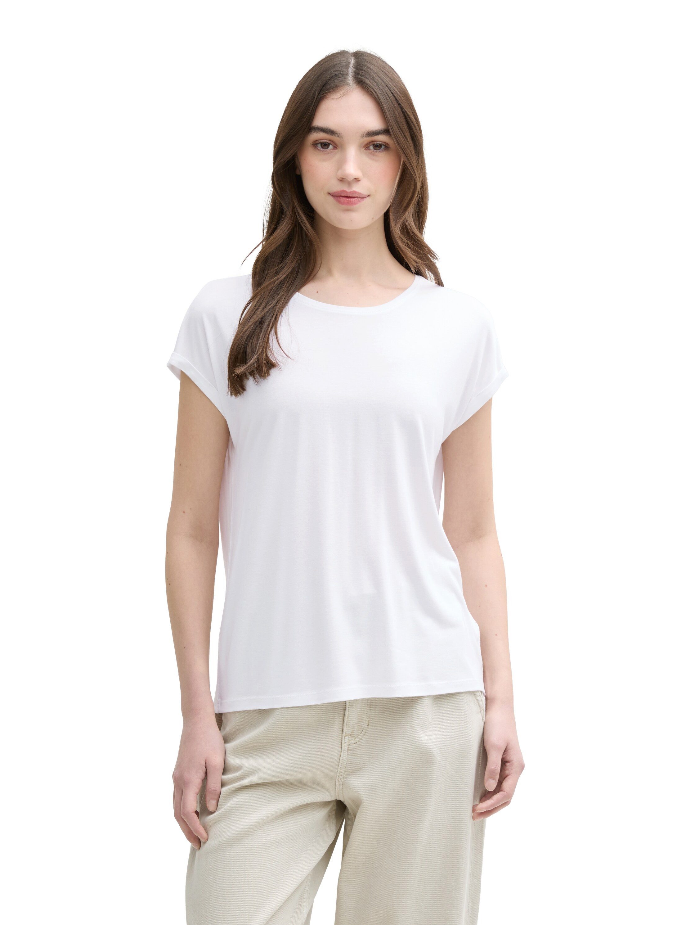 Tom Tailor Denim T-shirt met een ronde hals dames t-shirts maat S (36) wit