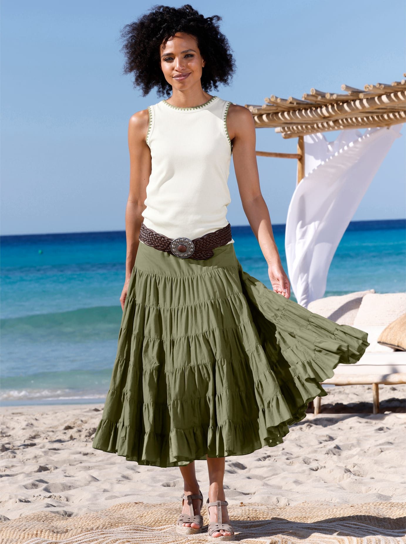 heine Shirttop dames tanktops maat 42 beige