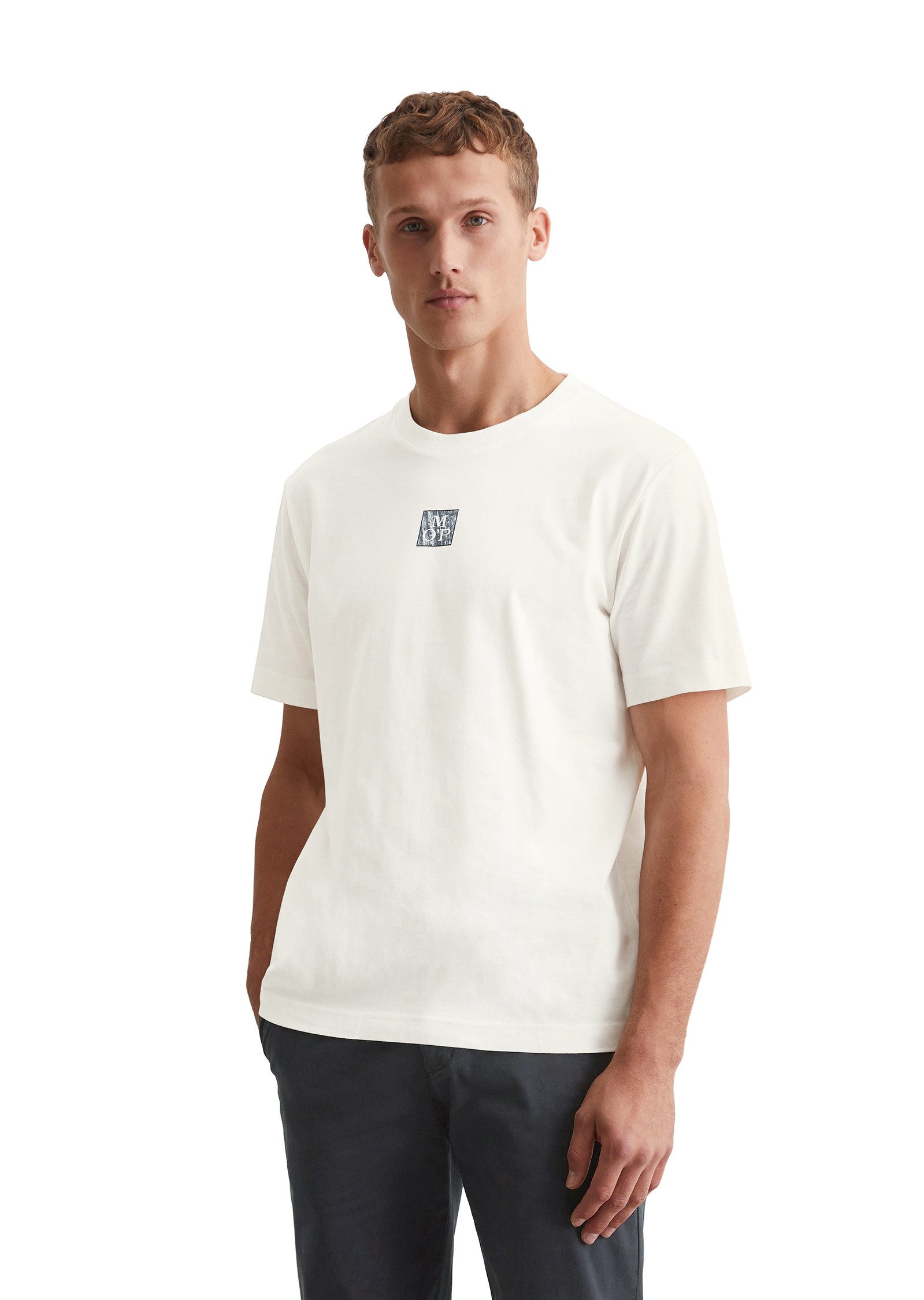 Marc O'Polo T-shirt met een vierkant logo in het midden op de borst