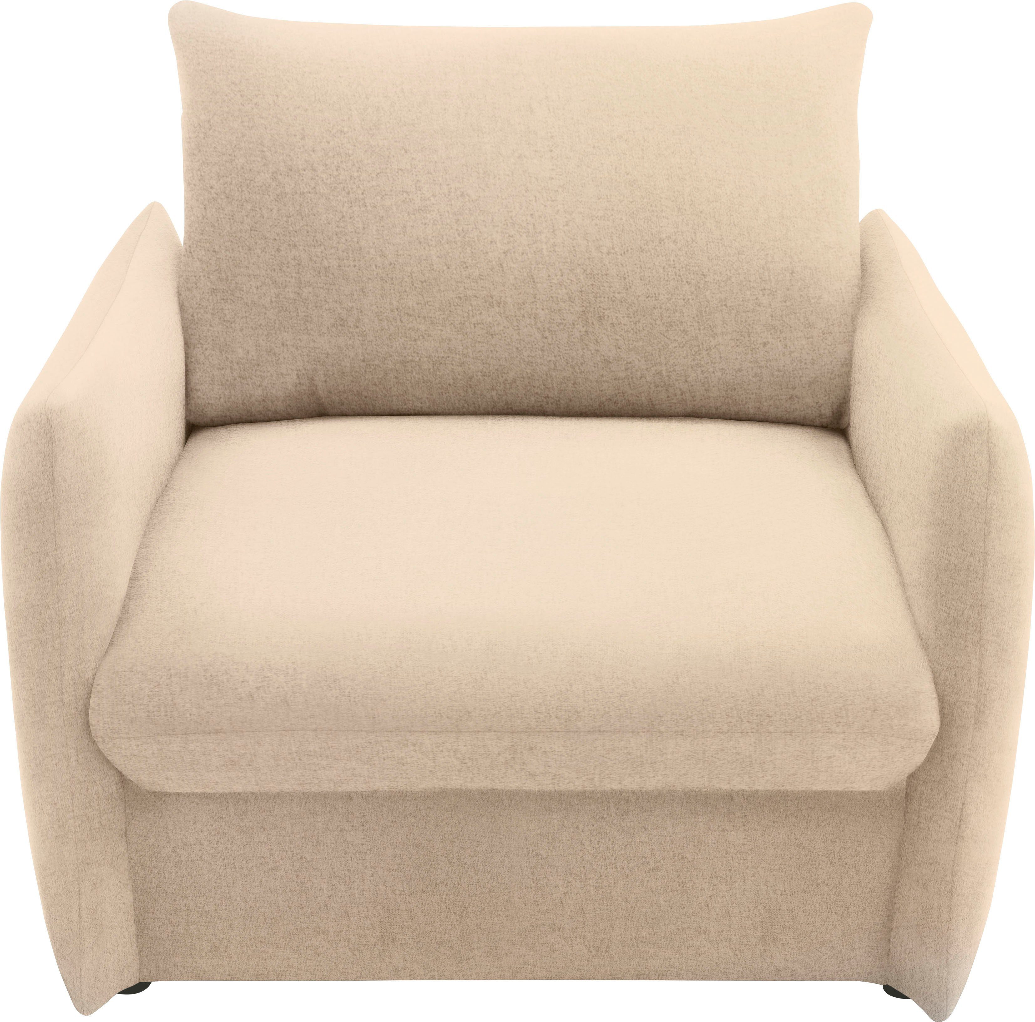 DOMO collection Fauteuil 700023 veelzijdig als lounge stoel, relaxligstoel en logeerbed Slaapfunctie, bonellvering, stabiele ligoppervlak ca. 70 x 195 cm