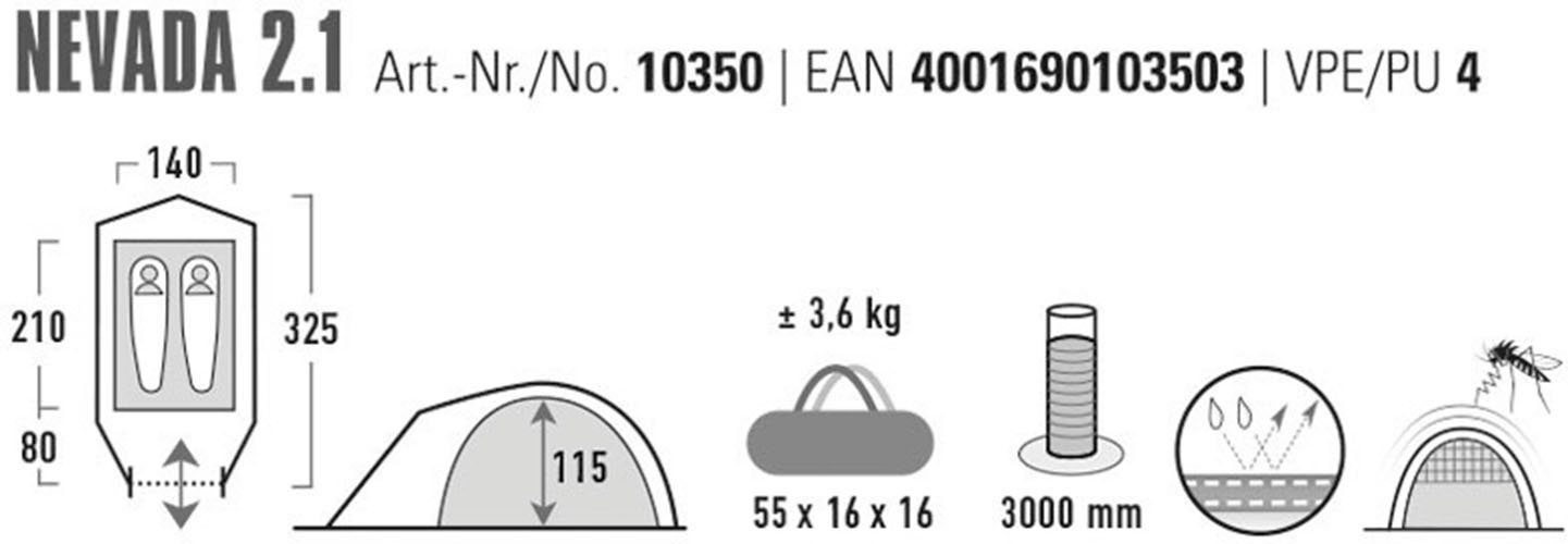 High Peak Koepeltent Tent Nevada 2.1 Vloerventilatie - Advanced Low Vent systeem