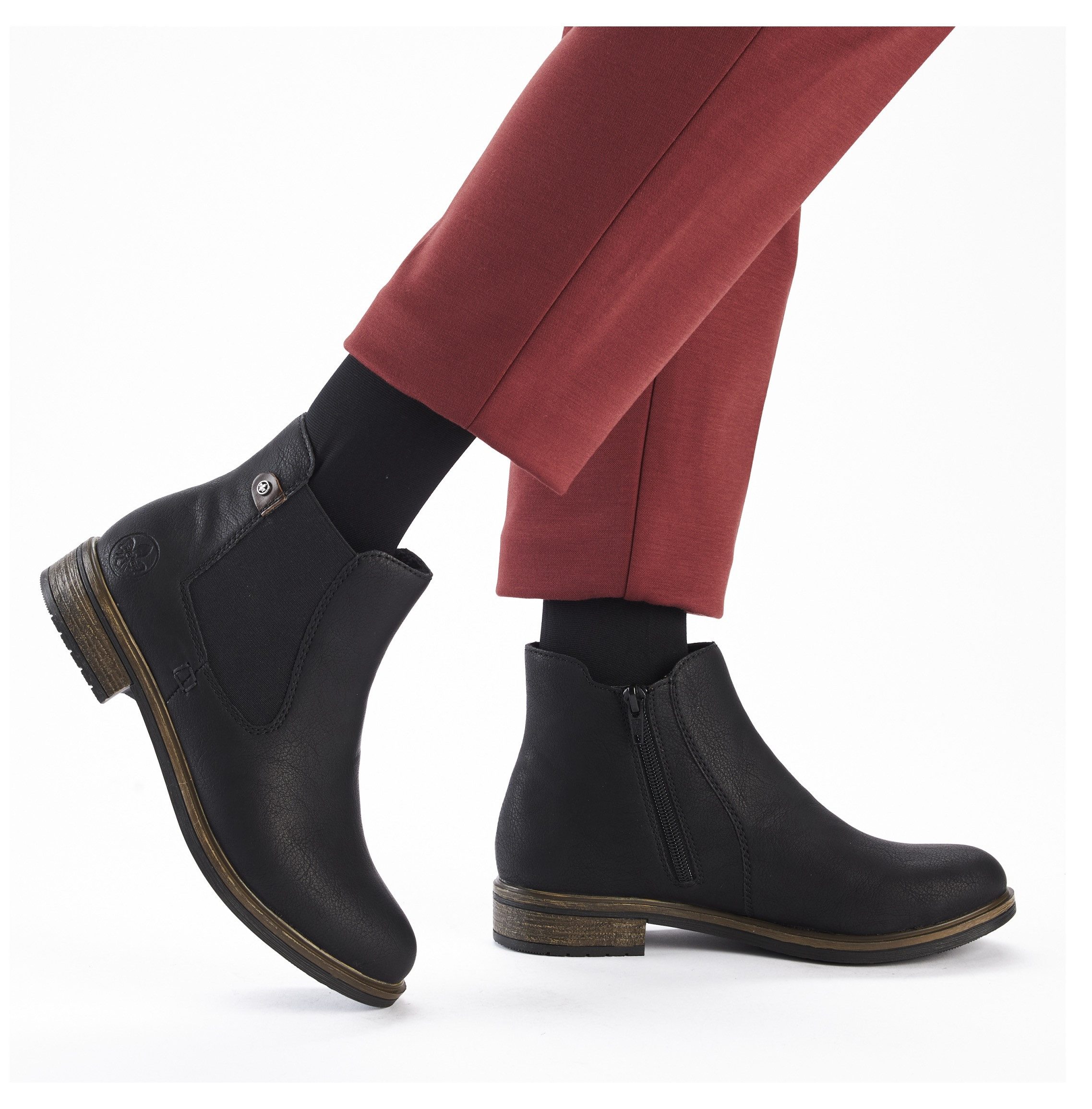 Rieker Chelsea-boots , instappers, enkellaars, blokhak, met verwarmende textielvoering