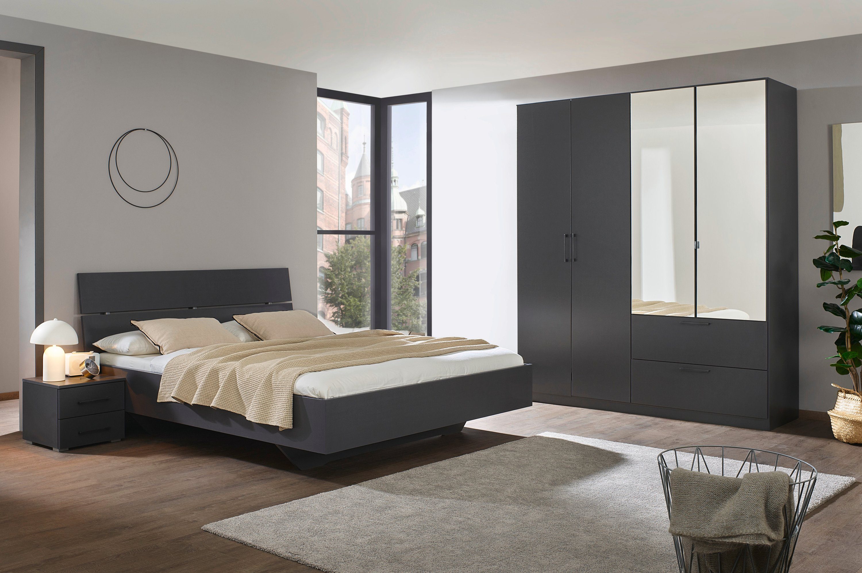 Slaapkamerserie Compleet slaapkamer Challenger (Set van 4 delen) Kast 2 breedtes, bed 3 breedtes, 2 nachttafels MADE IN GERMANY