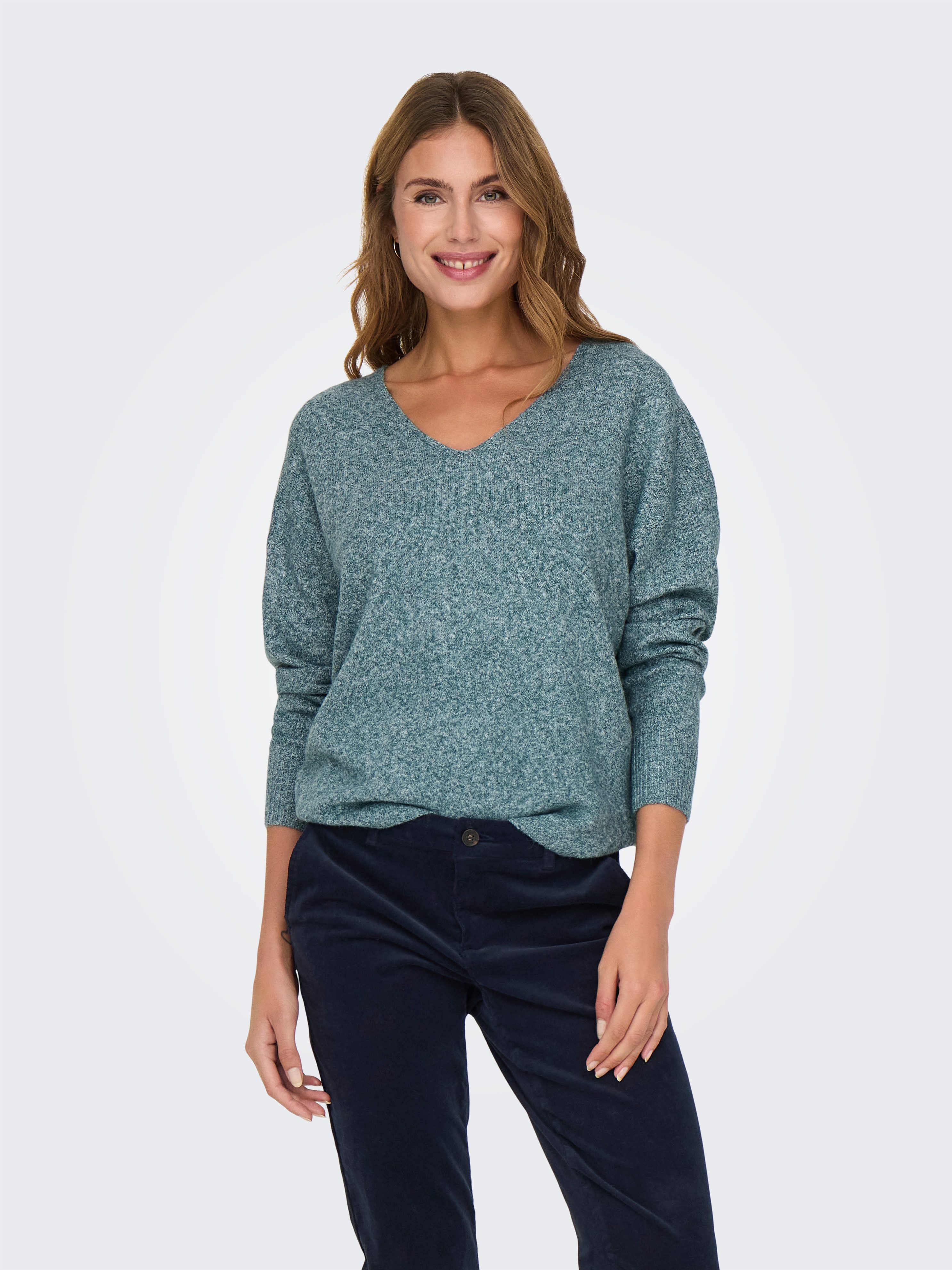 Only Trui met V-hals ONLRICA LIFE L/S V-NECK PULLO KNT NOOS