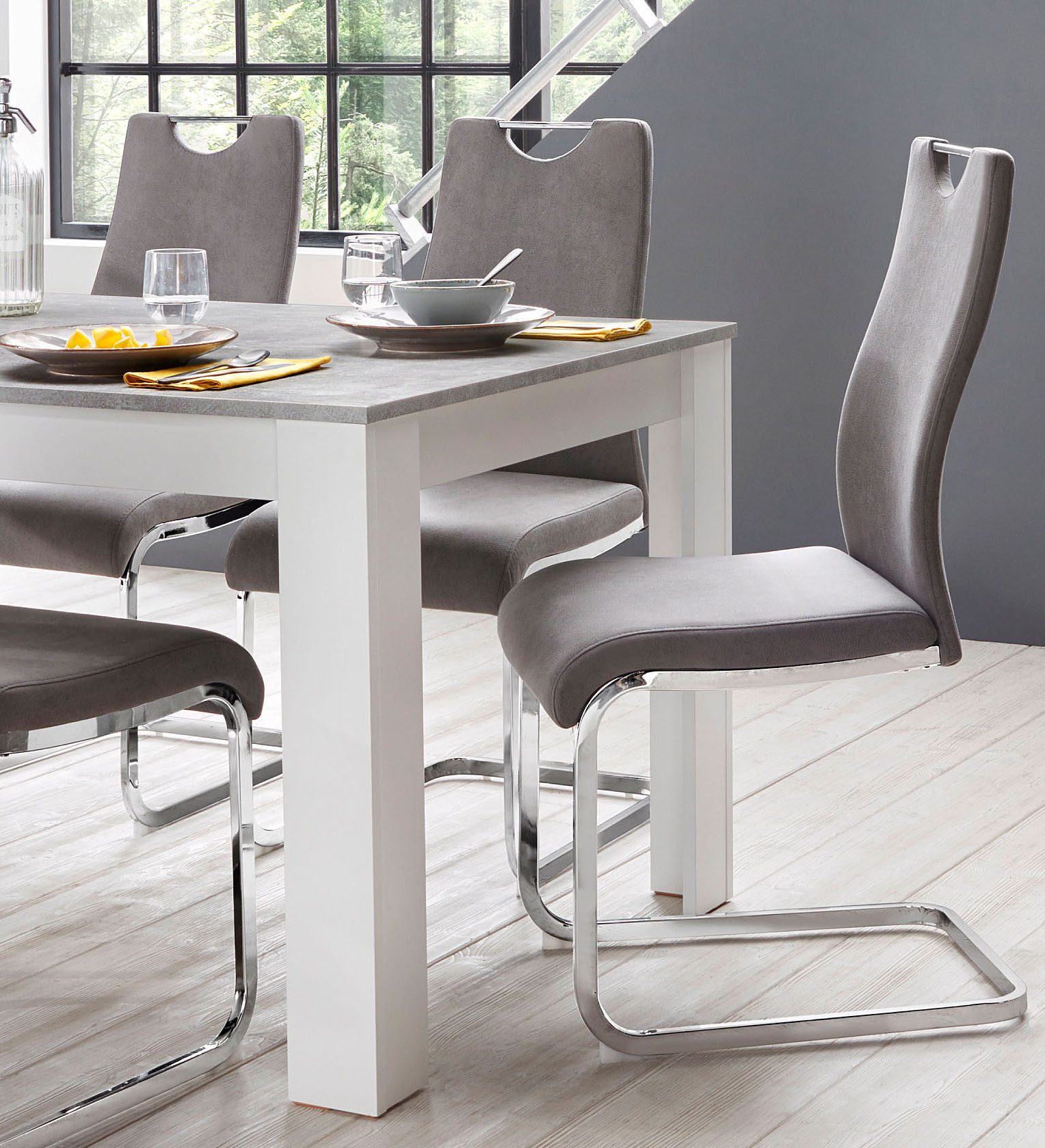 Home affaire Eethoek Milano 4 stoelen en 1 tafel (set, 5-delig)