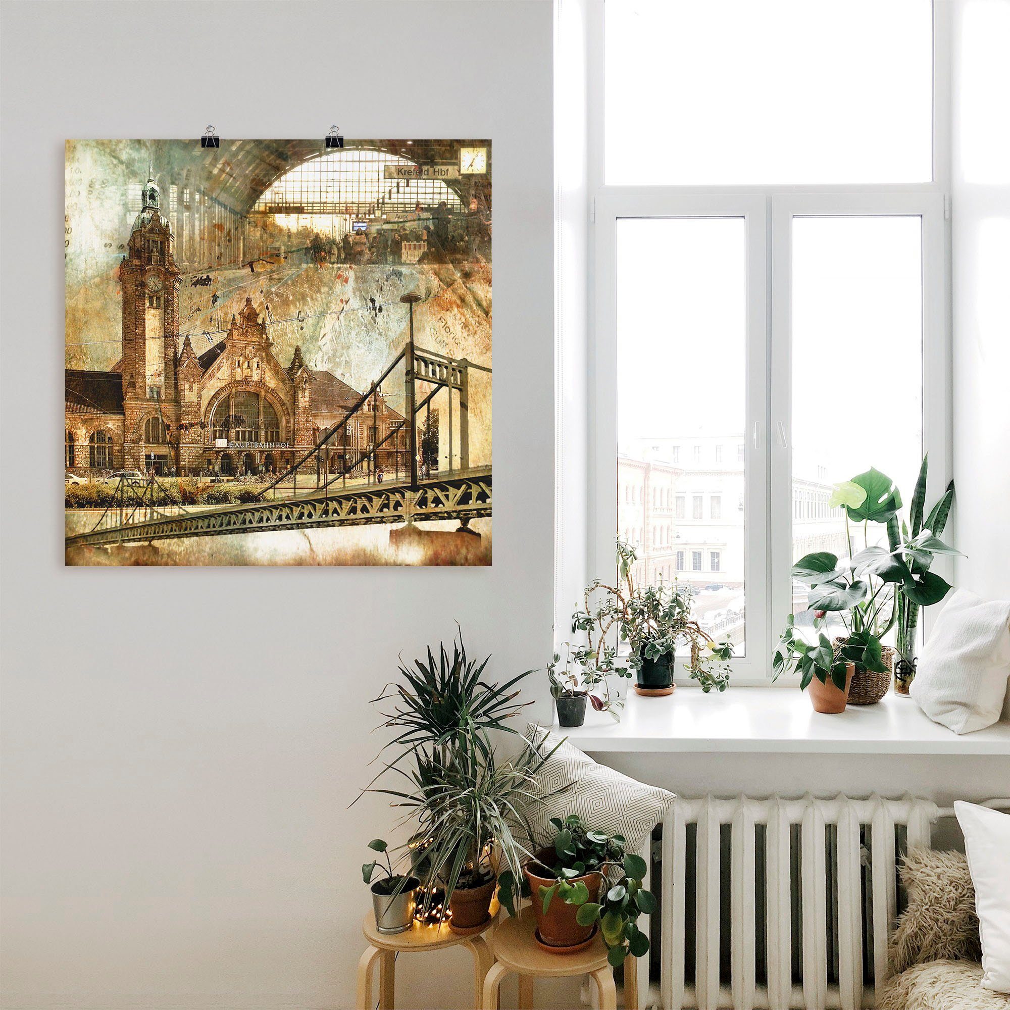 Artland Artprint Krefeld skyline abstracte collage als artprint op linnen, poster in verschillende formaten maten