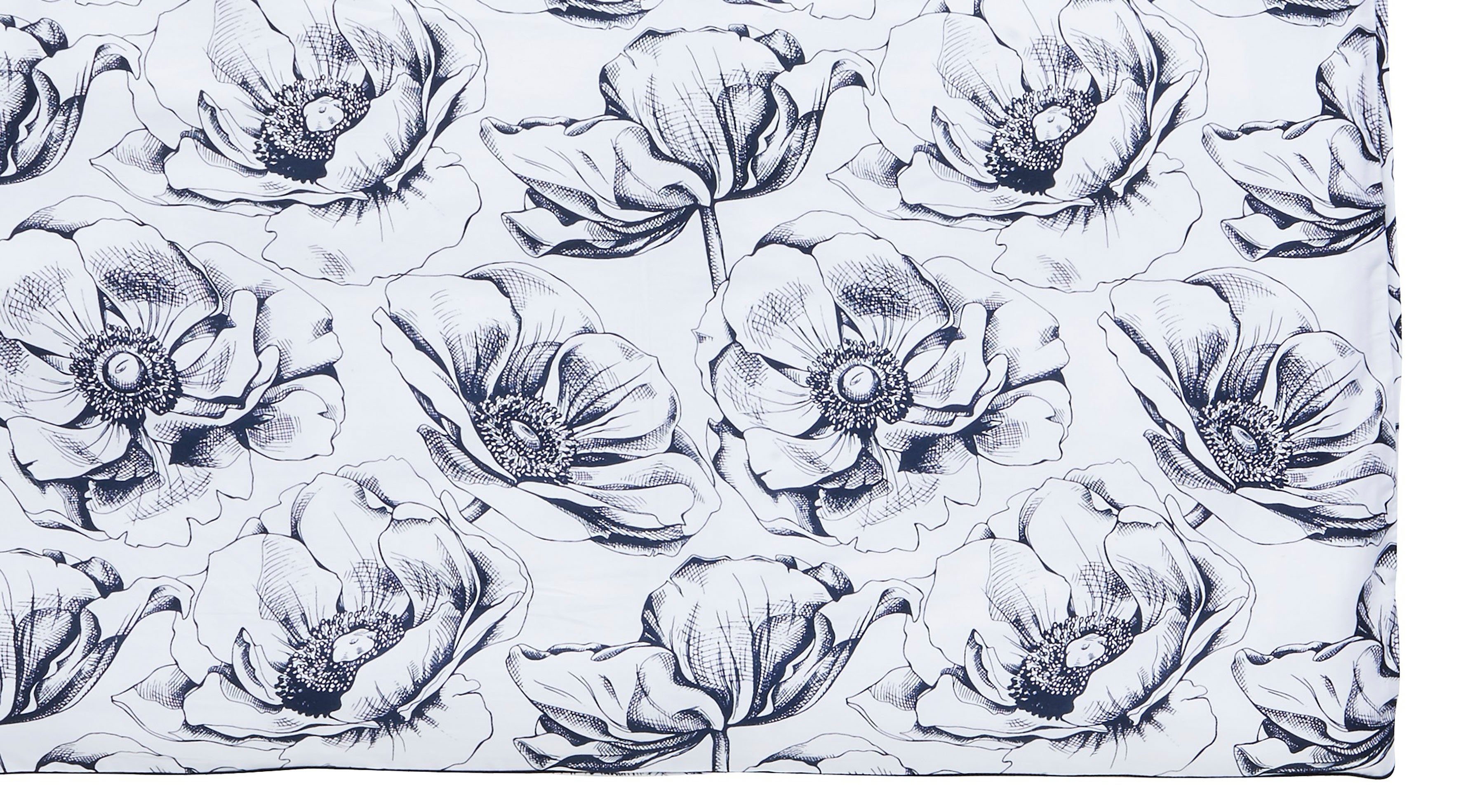 done.® Beddengoed Black flowers dubbelzijdig bedrukte beddengoed met bies