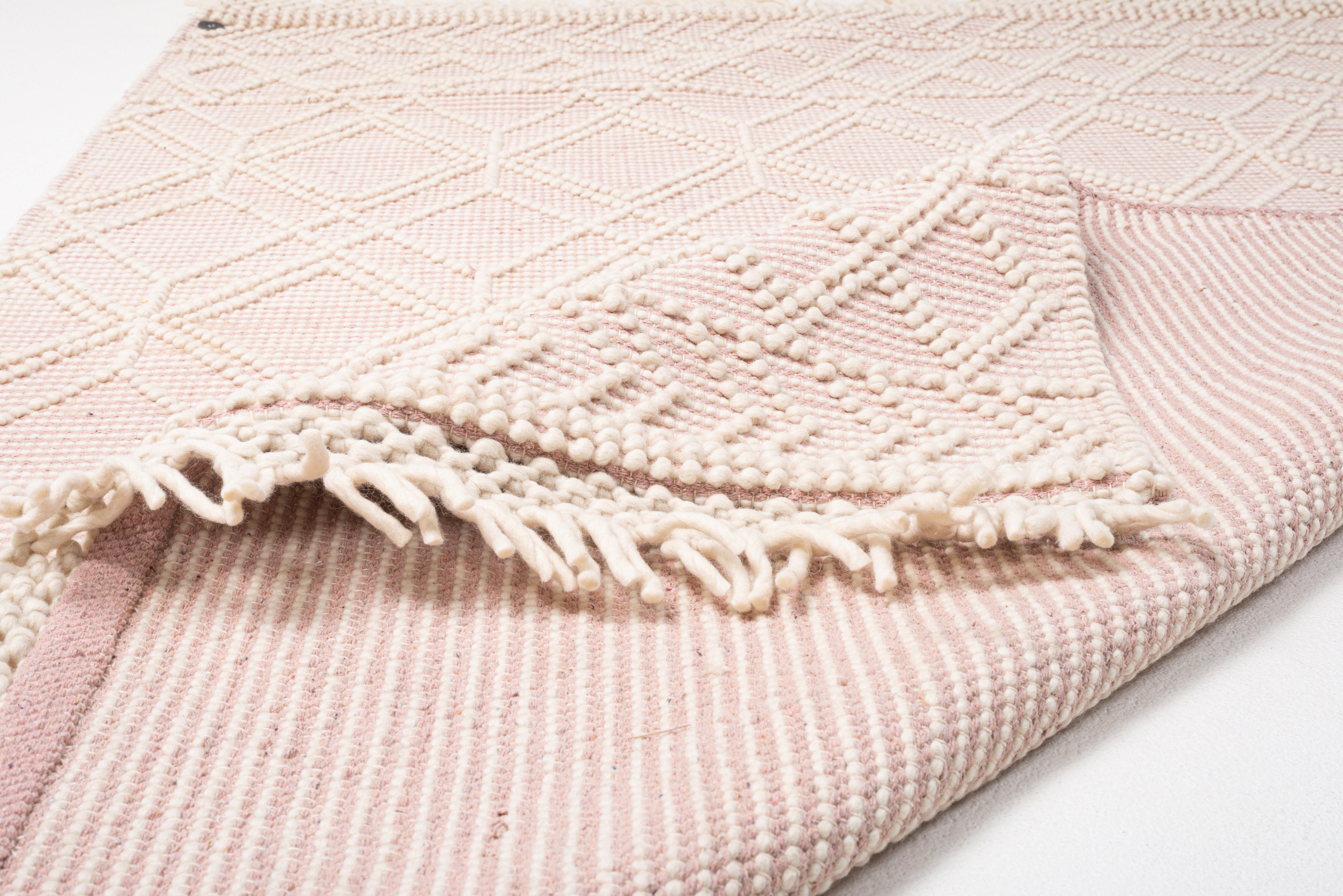 TOM TAILOR HOME Vloerkleed Coloured Macrame Handgeweven vloerkleed, zuivere wol, met de hand geweven, met franje, Scandi design