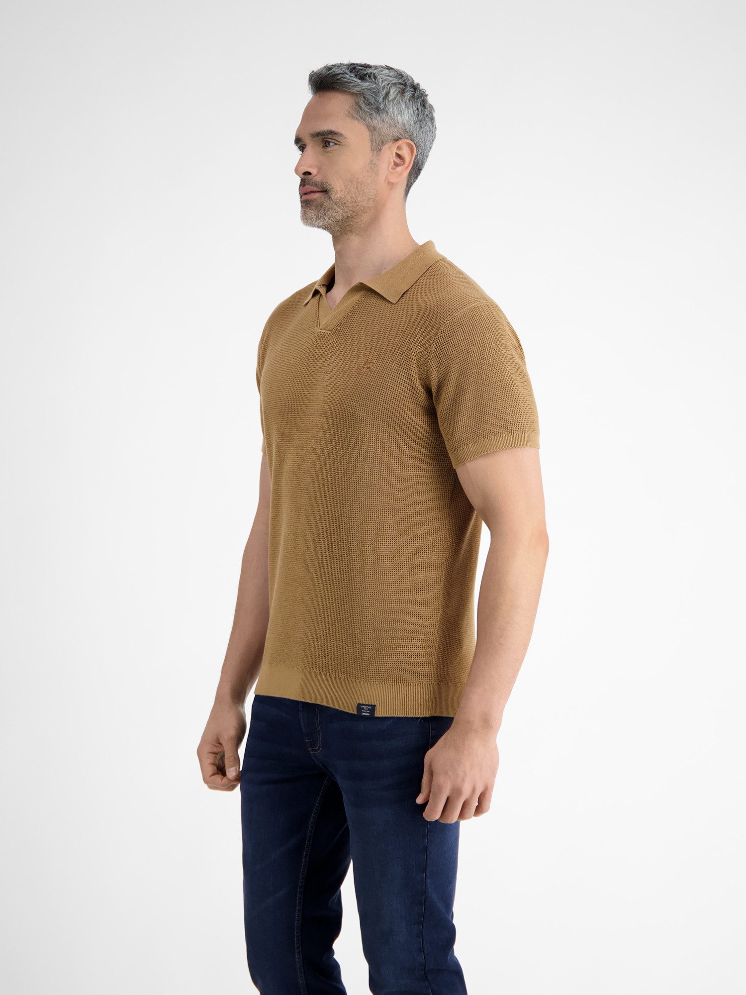 Lerros Poloshirt LERROS Heren gebreide polo met open kraag
