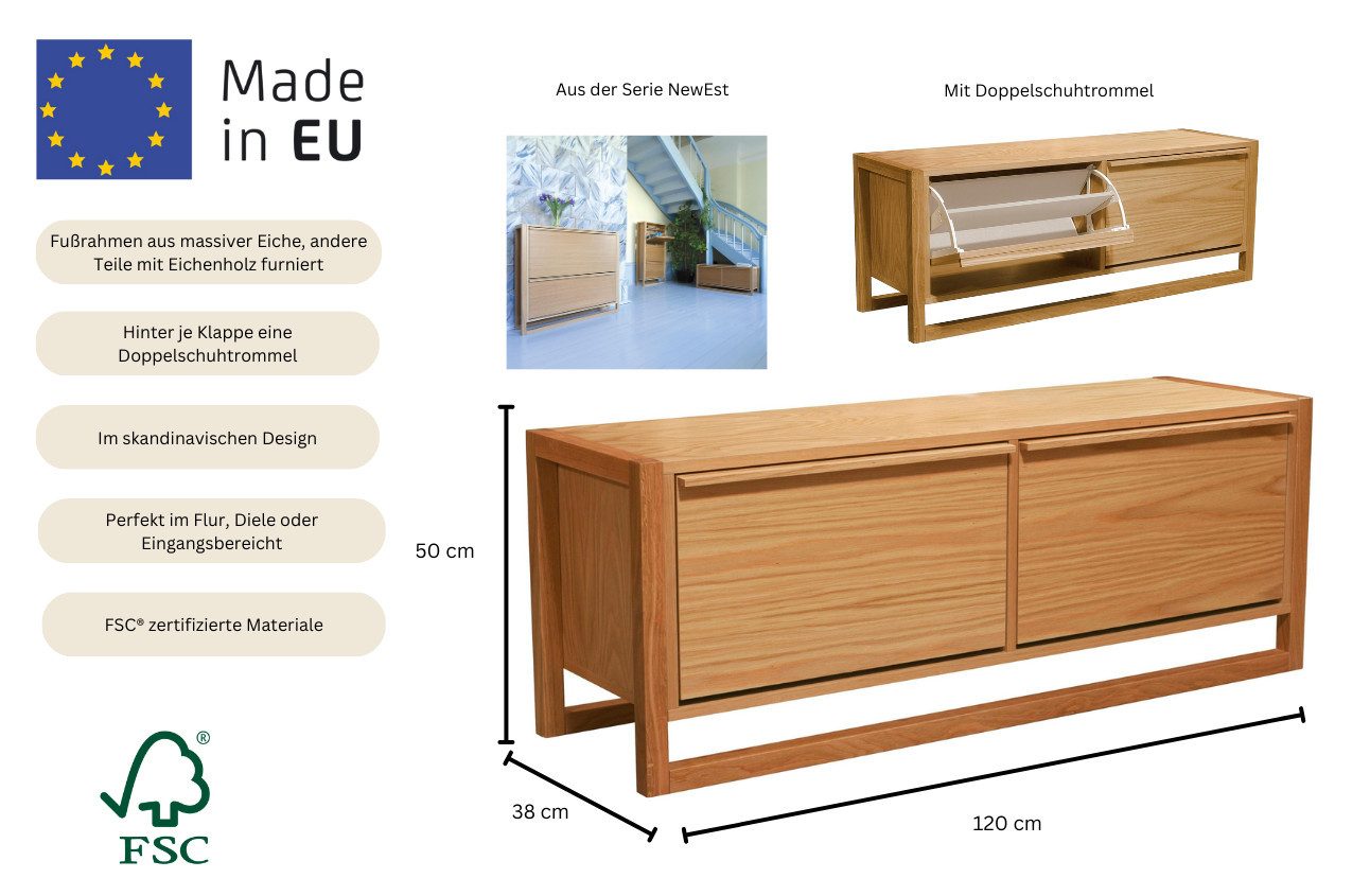 Woodman Zitbank NewEst in scandinavisch design, houtfineer van eiken, fsc®