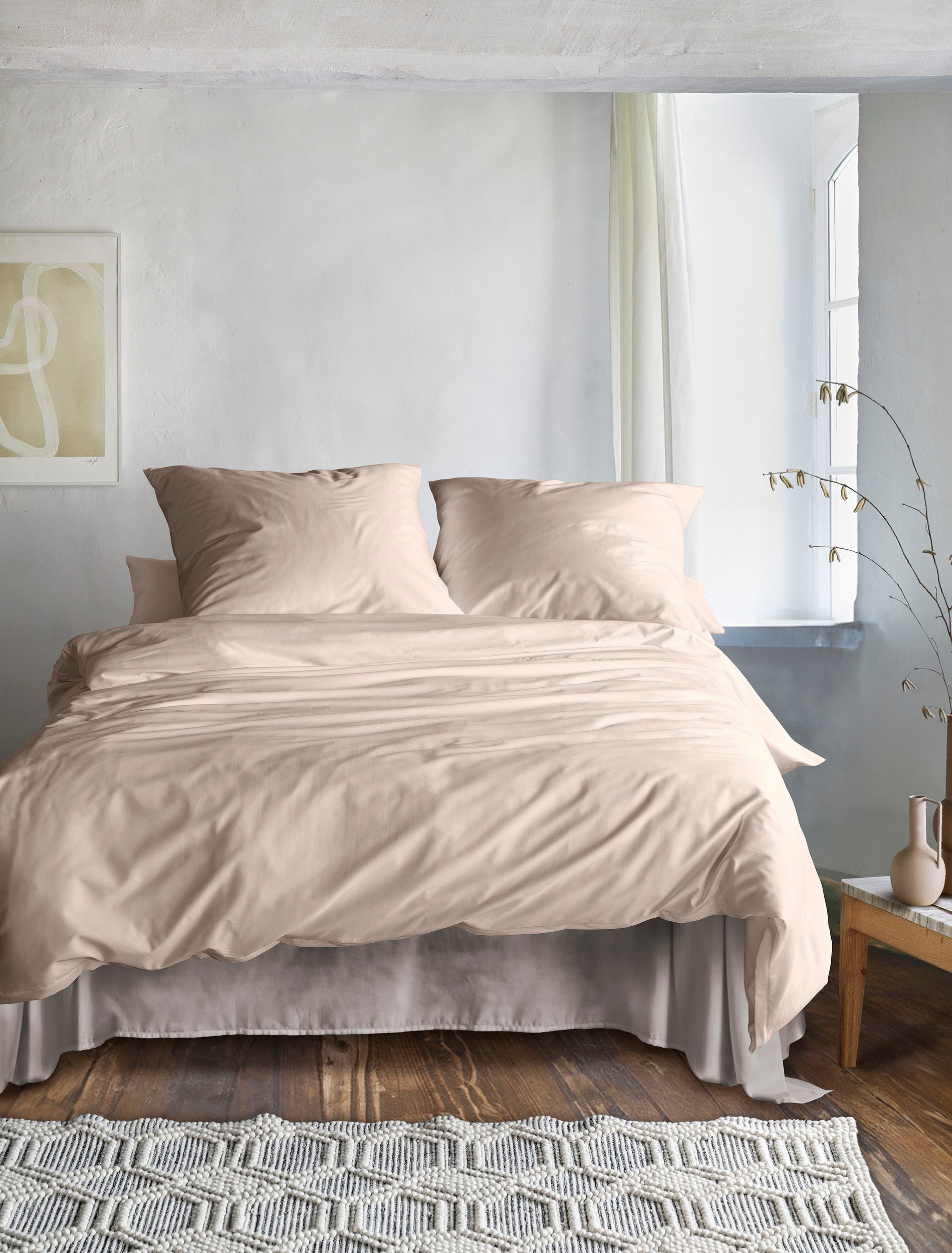Irisette Overtrekset Premium satijnen beddengoed Parijs hoogwaardige uni premium beddengoed met rits, 100% katoen