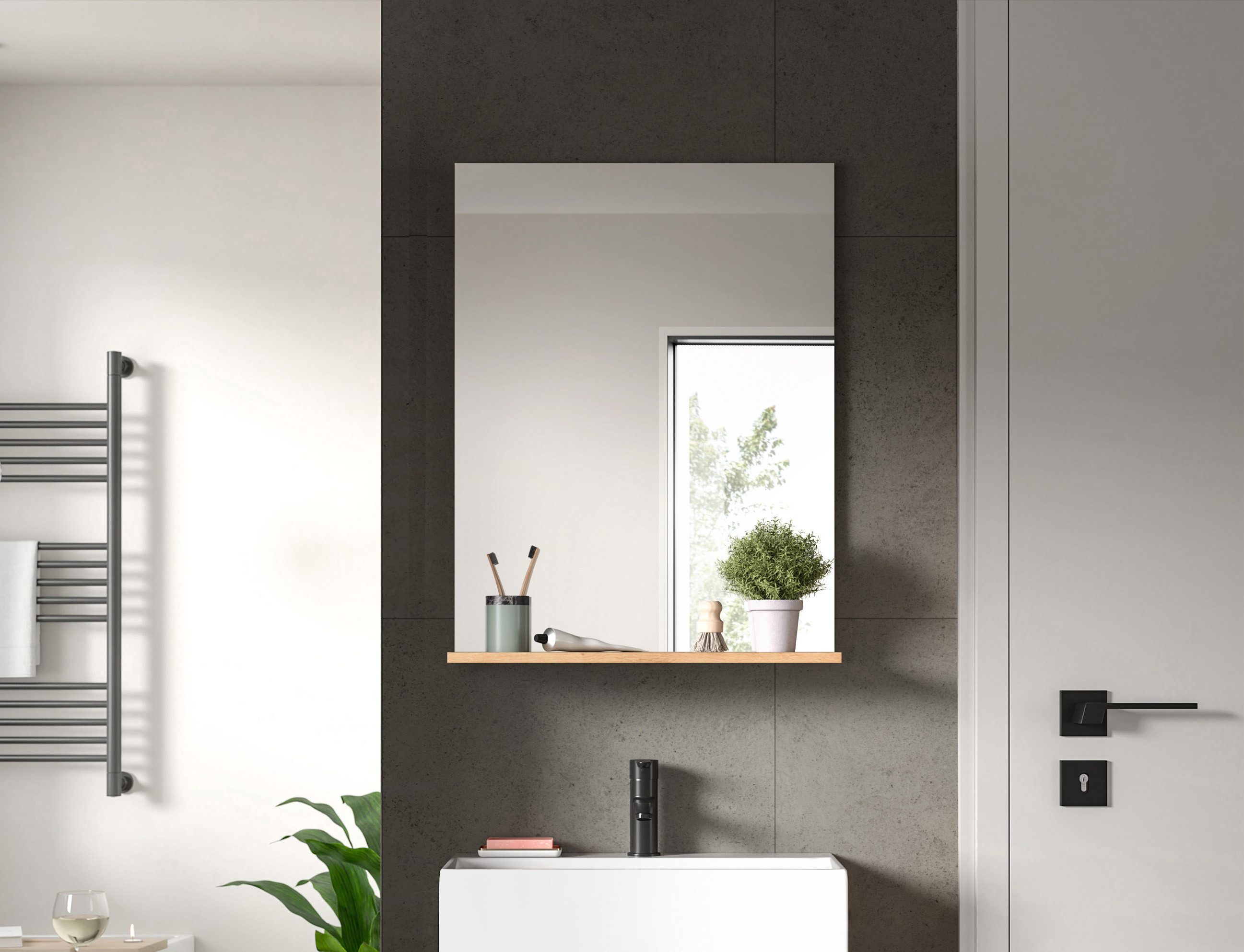 INOSIGN Badspiegel Siena, breedte 60 cm, 1 legplank, hoogwaardig spiegelglas in verschillende kleuren verkrijgbaar, badkamermeubels, spiegel, badkamer