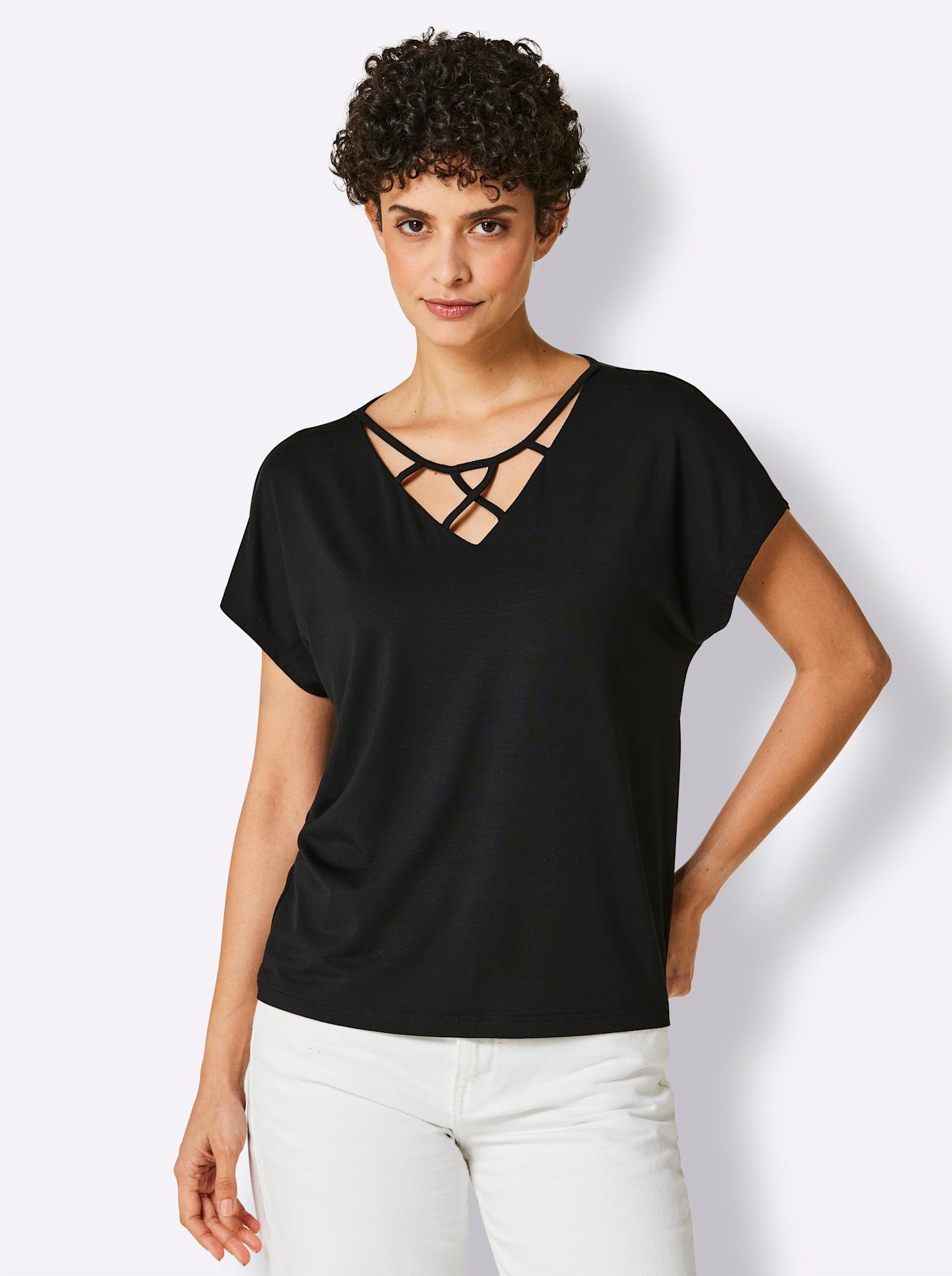 CREATION L PREMIUM Shirt met V-hals Modal-shirt (1-delig)
