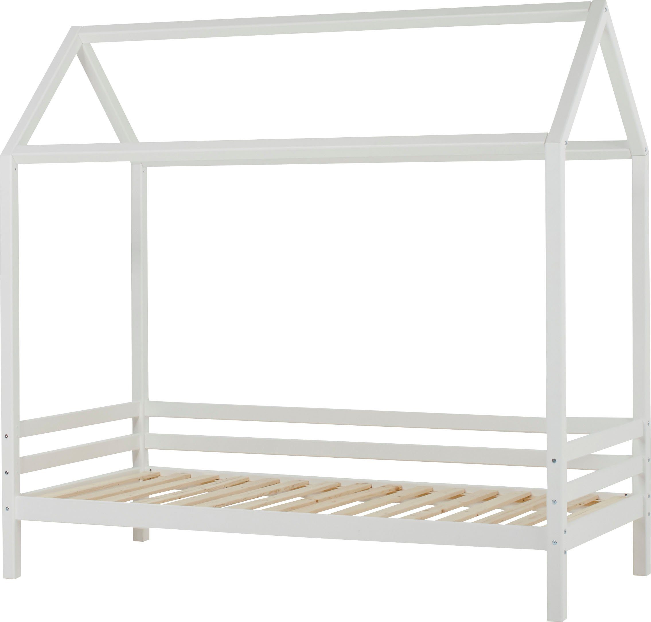 Hoppekids Kinderledikant Eco Dream Bedhuis met dak 90x200 massief wit