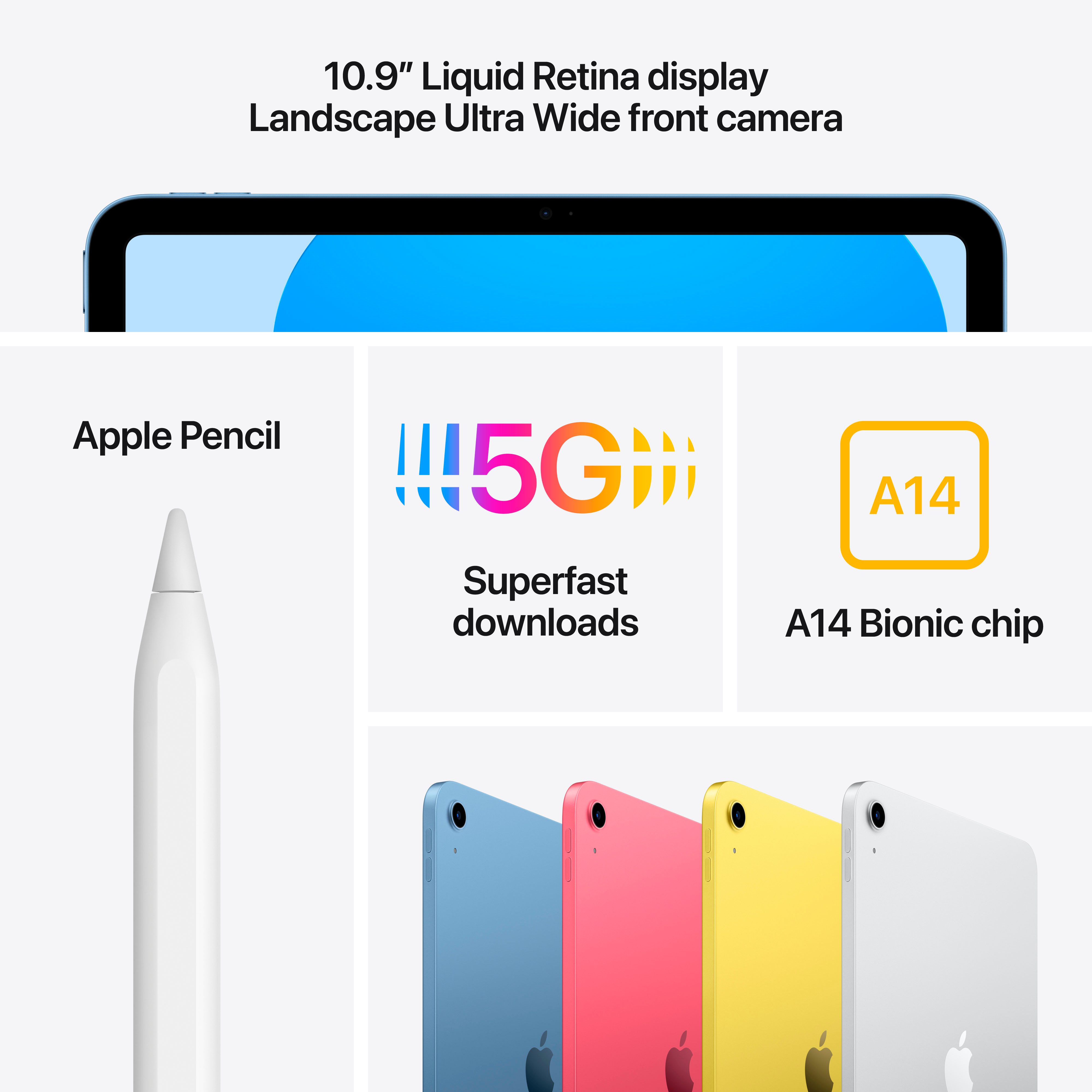 Apple Tablet 10,9" iPad Wi-Fi + Cellular 64GB 10th. Generation, 10.9 ", iPadOS