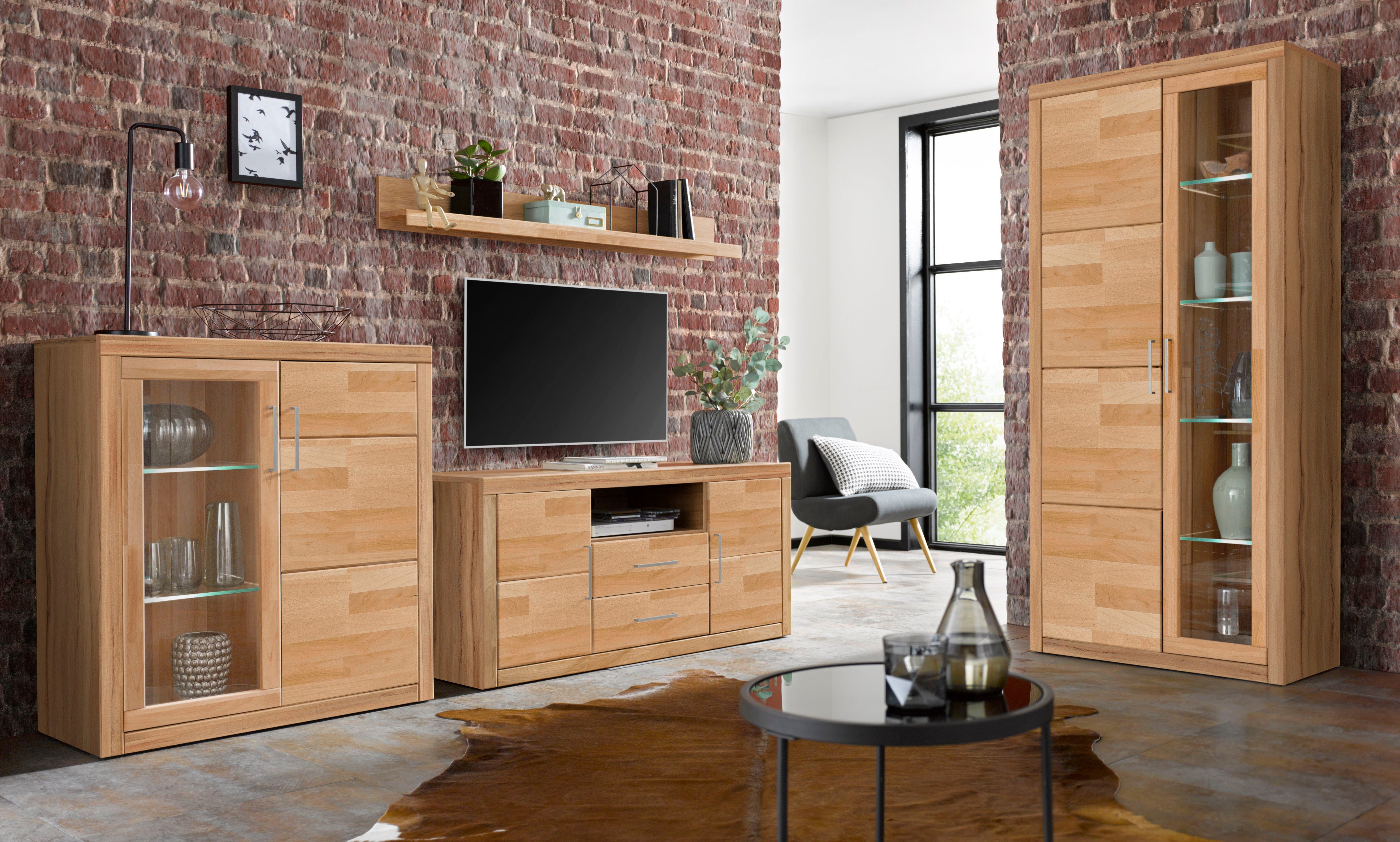 Home affaire Wandmeubel Logo gedeeltelijk massief hout (set, 4-delig)