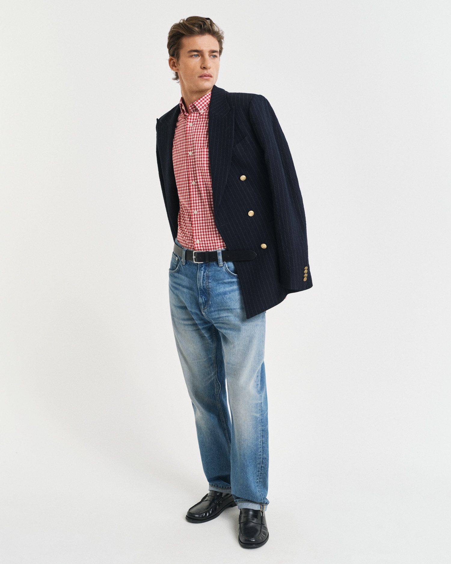 Gant Overhemd met lange mouwen REG POPLIN GINGHAM SHIRT met logoborduursel op borsthoogte