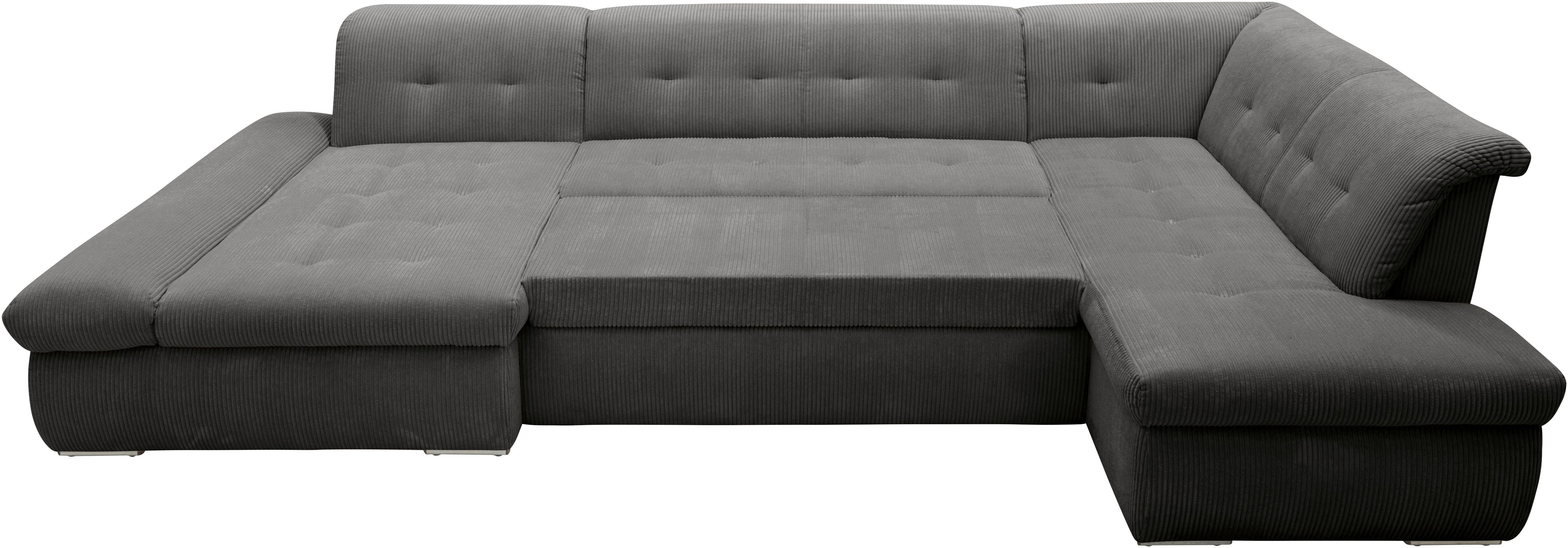 DOMO collection Zithoek Moric U-vorm ook in cord in xxl-formaat, naar keuze met slaapfunctie en verstelbare armleuning