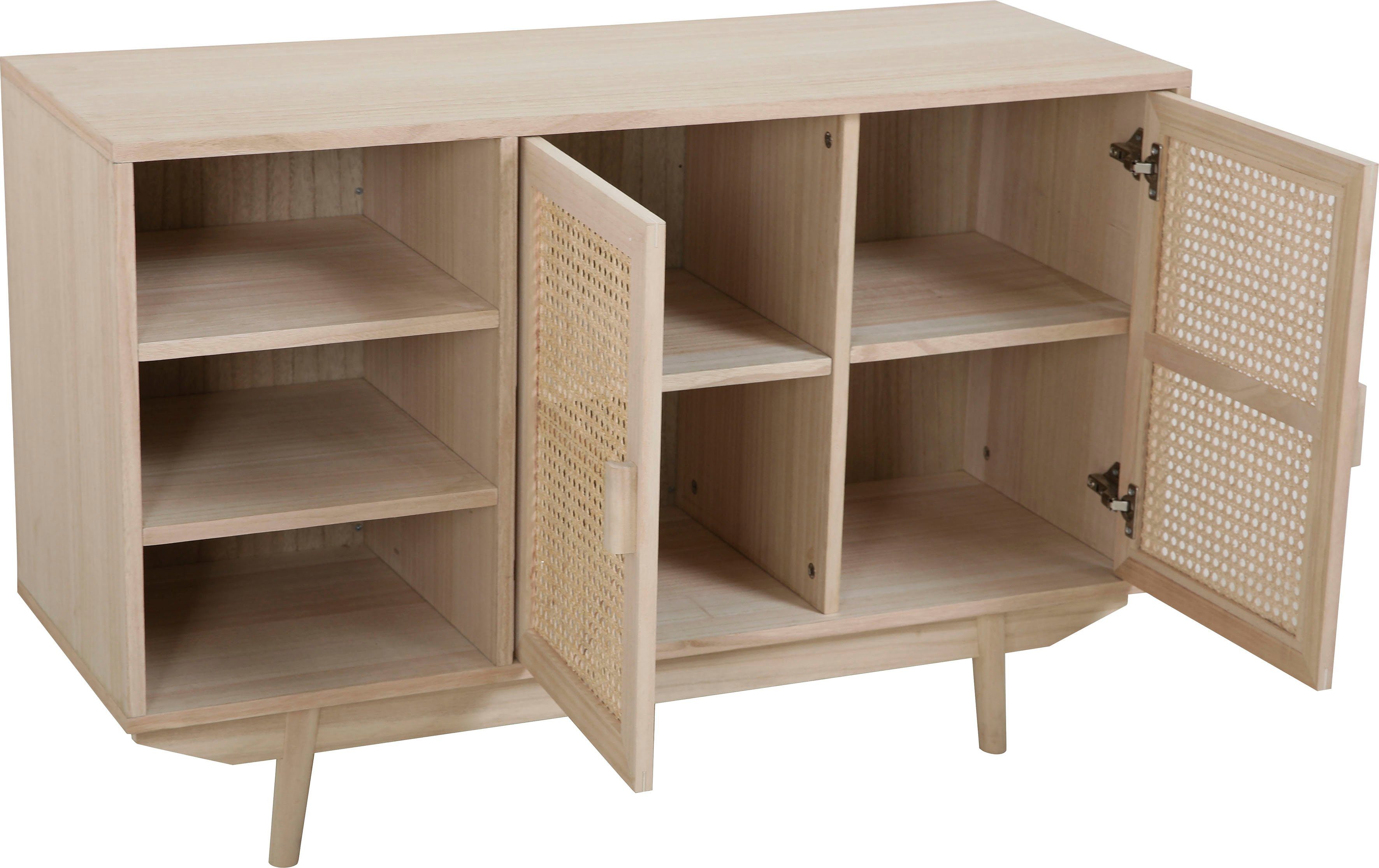 SalesFever Dressoir kast met deurfronten van rietweefsel, weens weefsel