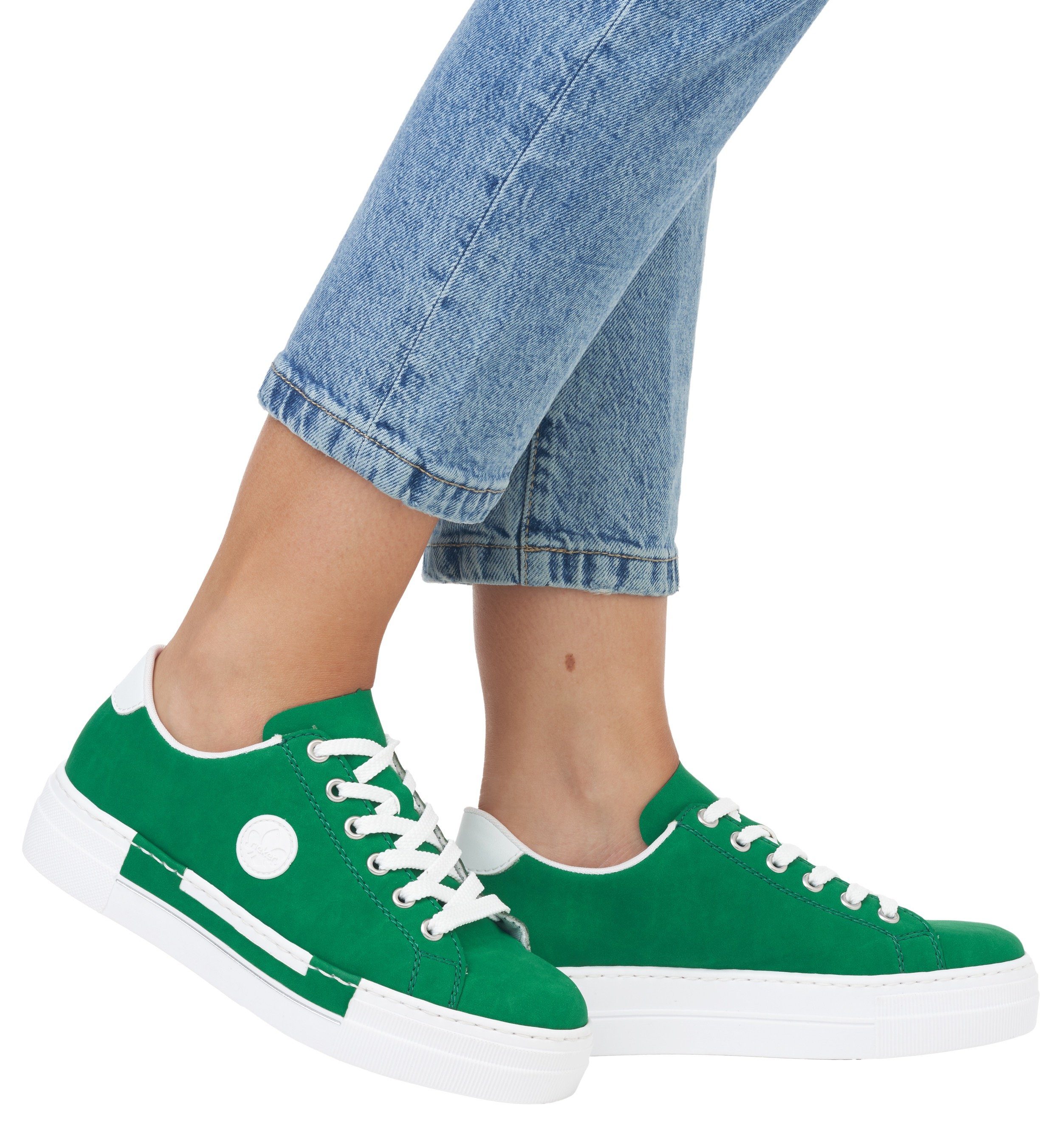 Rieker Sneakers vrijetijdsschoen, lage schoen, veterschoen met plateauzool