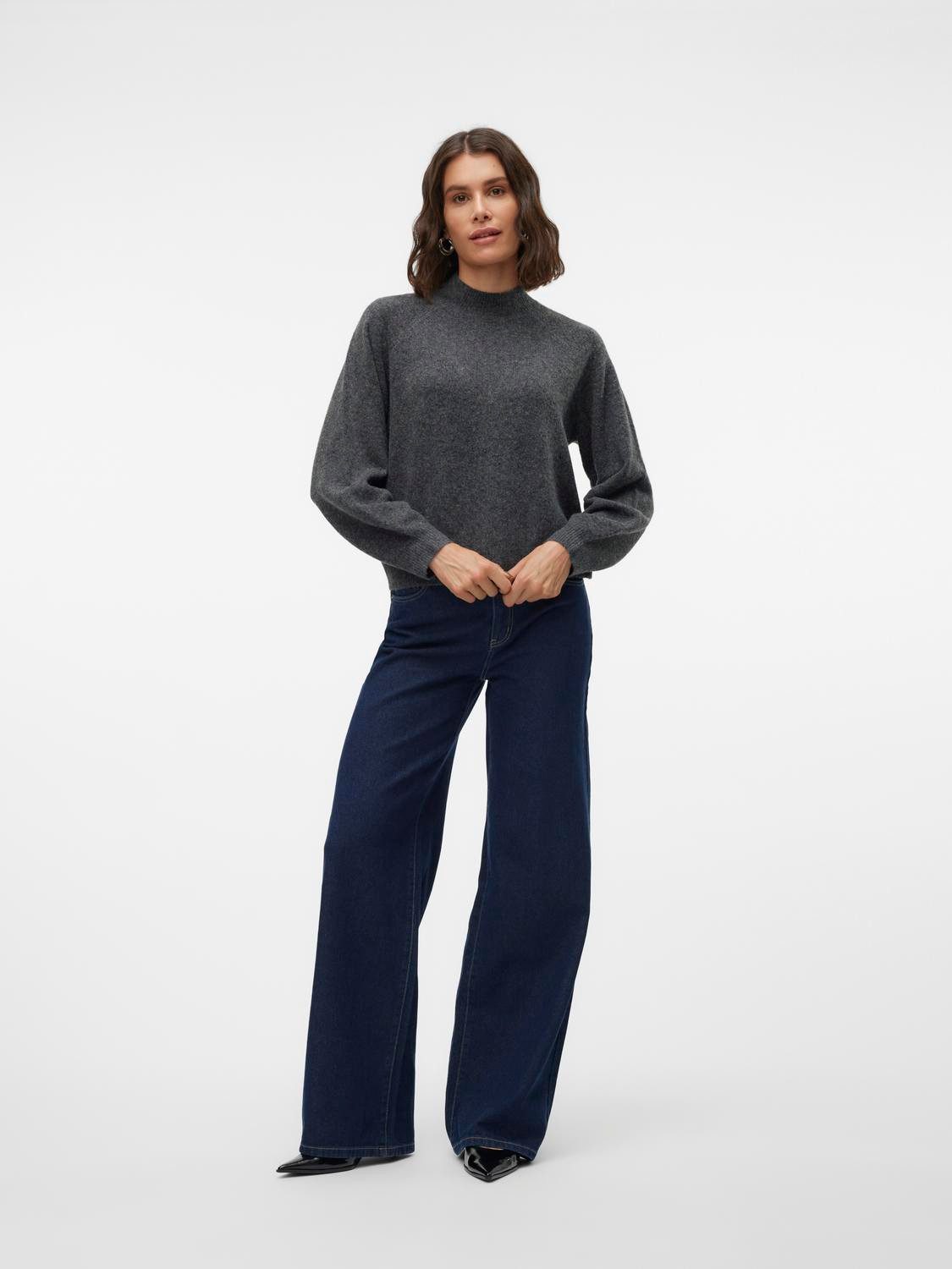 Vero Moda Gebreide trui VMLEAF LS HIGH NECK PULLOVER ENT